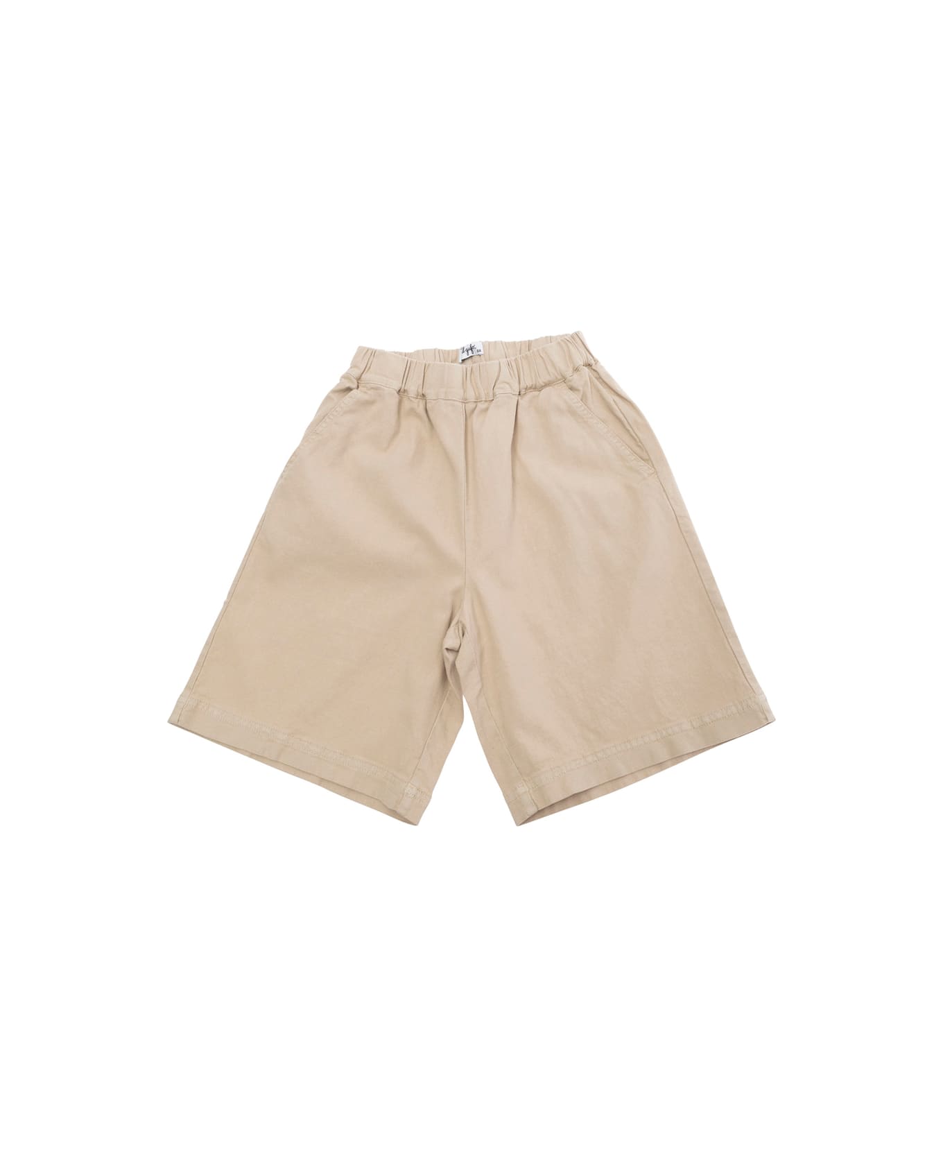 Il Gufo Beige Bermuda Pants With Elastic Waist In Cotton And Linen Blend Stretch Boy - Beige