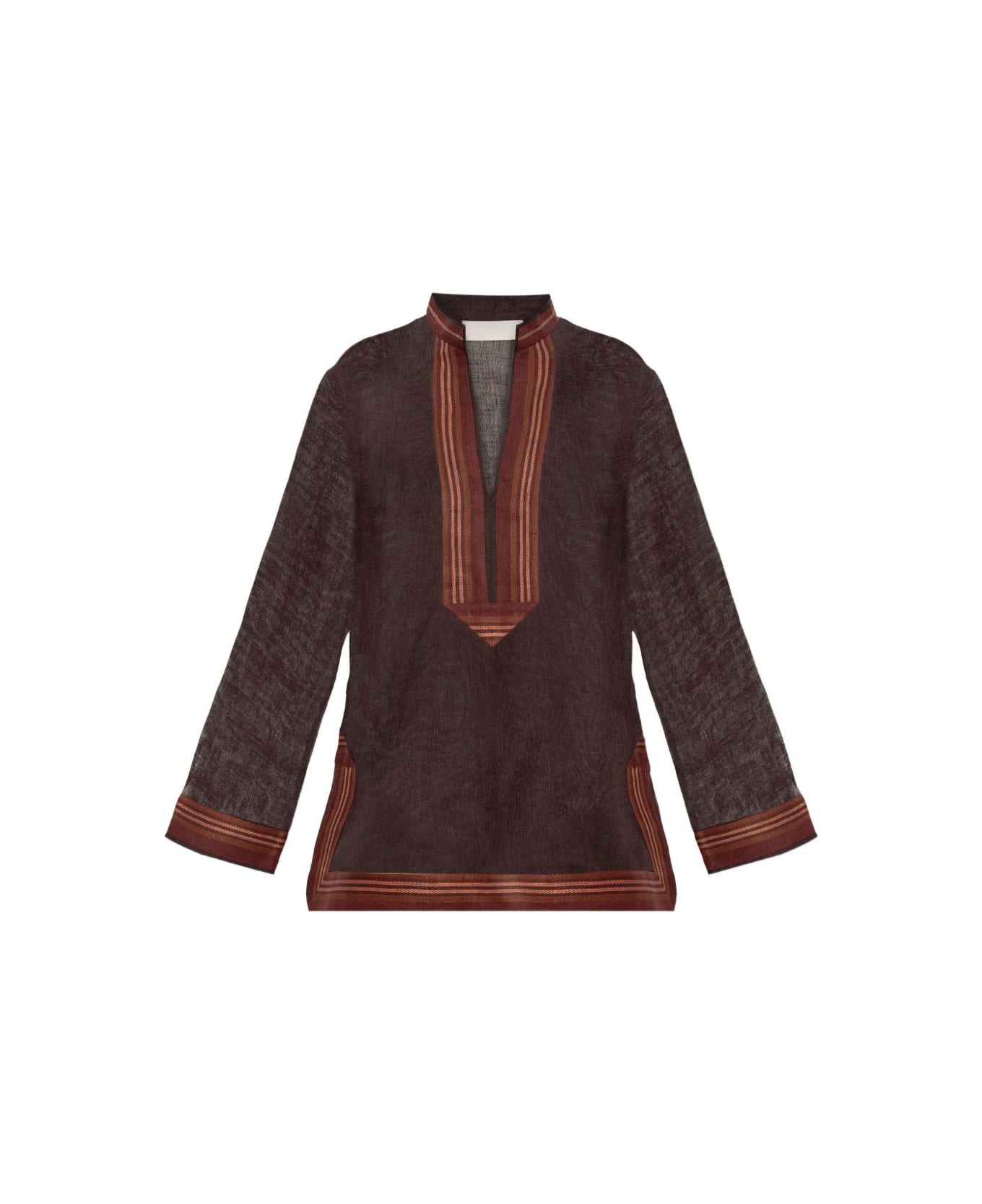 Tory Burch Linen Striped Tunic - Brown
