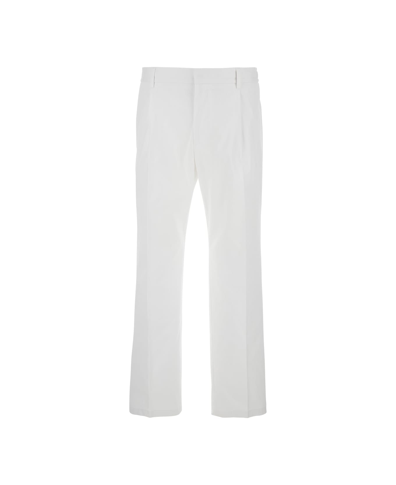 Dolce & Gabbana White Five Pocket Pants With Logo Plaque On The Back In Cotton Man - BIANCO