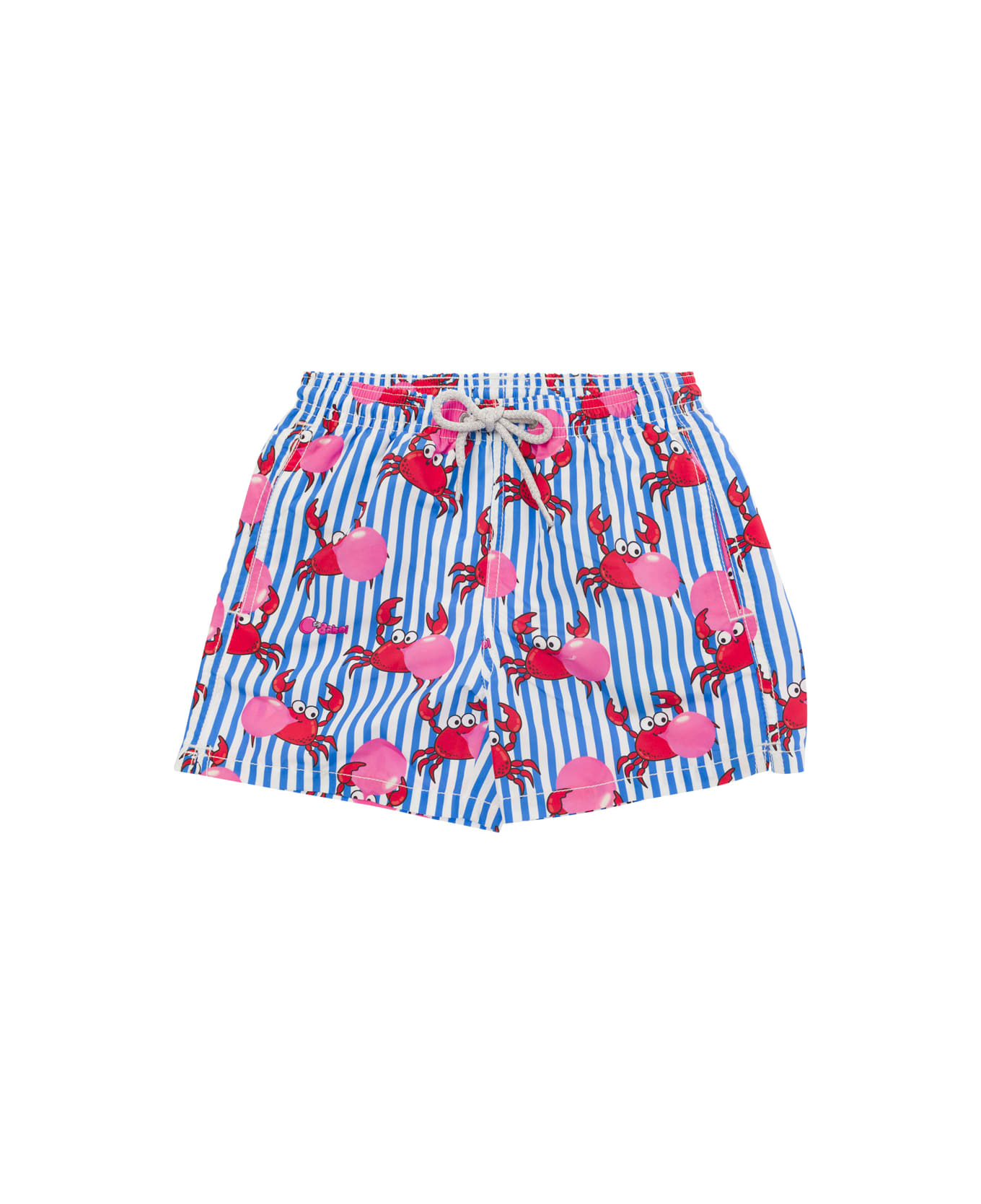 MC2 Saint Barth Multicolor Striped Swim Shorts With All-over Big-babol Print In Fabric Baby - Multicolor 水着