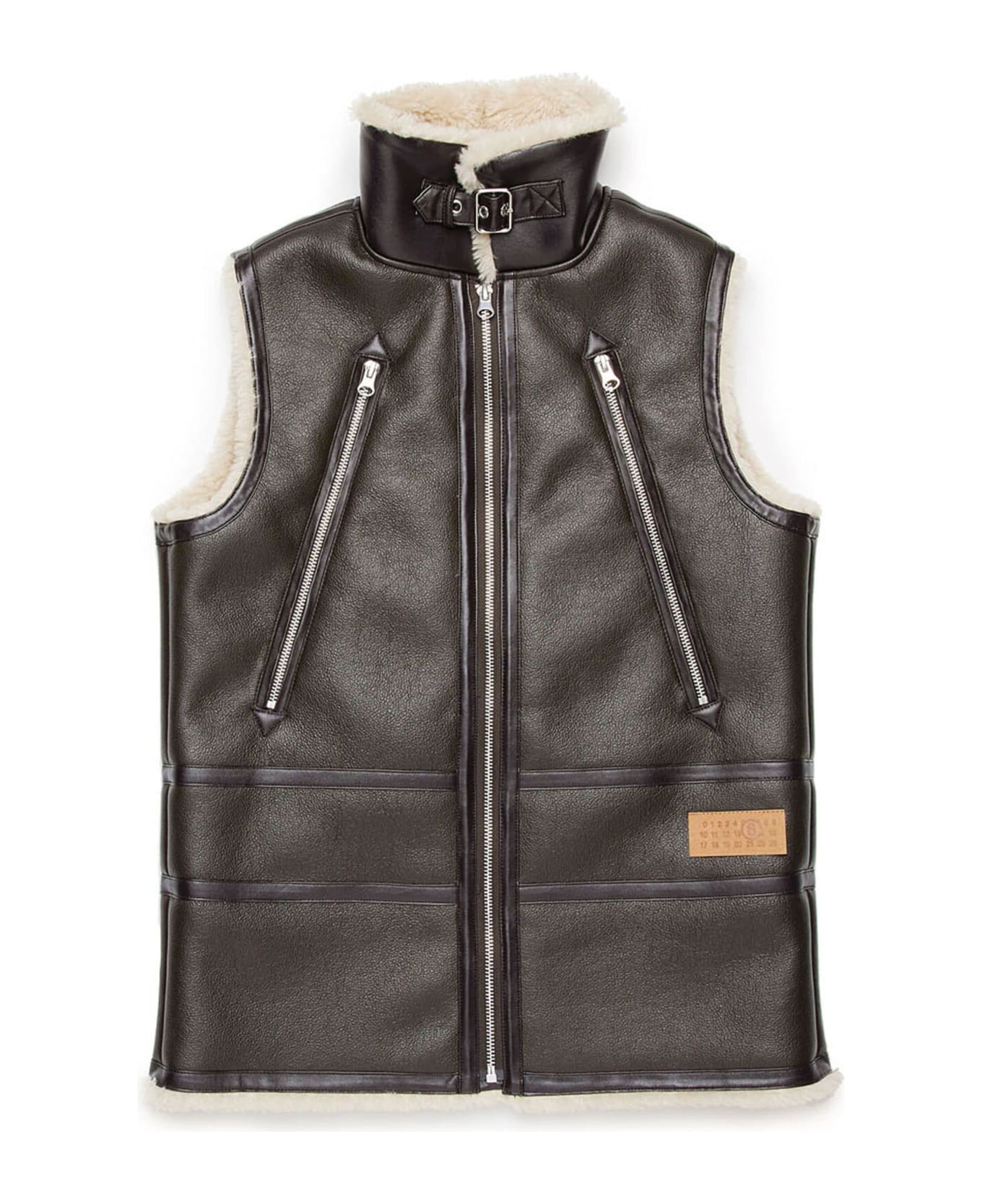 MM6 Maison Margiela Gilet Con Bordo In Shearling - Brown