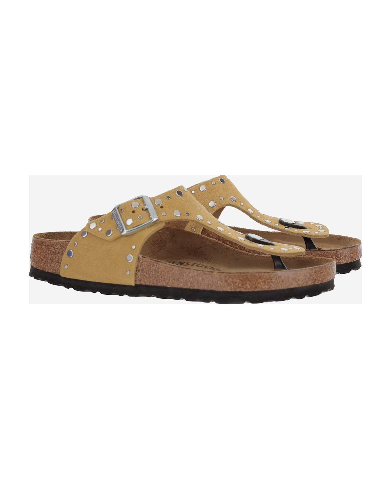 Birkenstock Gizeh Rivet Suede Sandals - Ochre