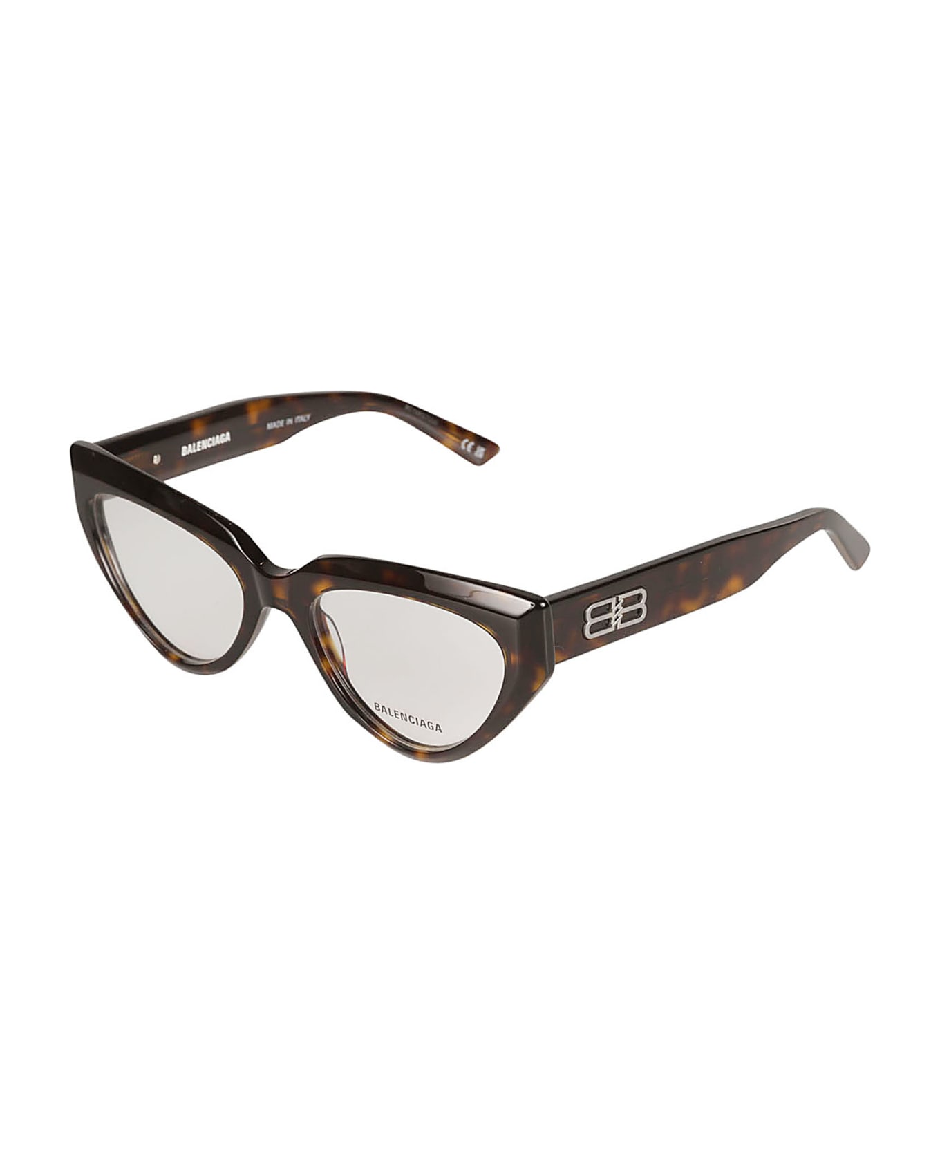 Balenciaga Eyewear Bb Plaque Cat Eye Frame Glasses - Havana/Transparent