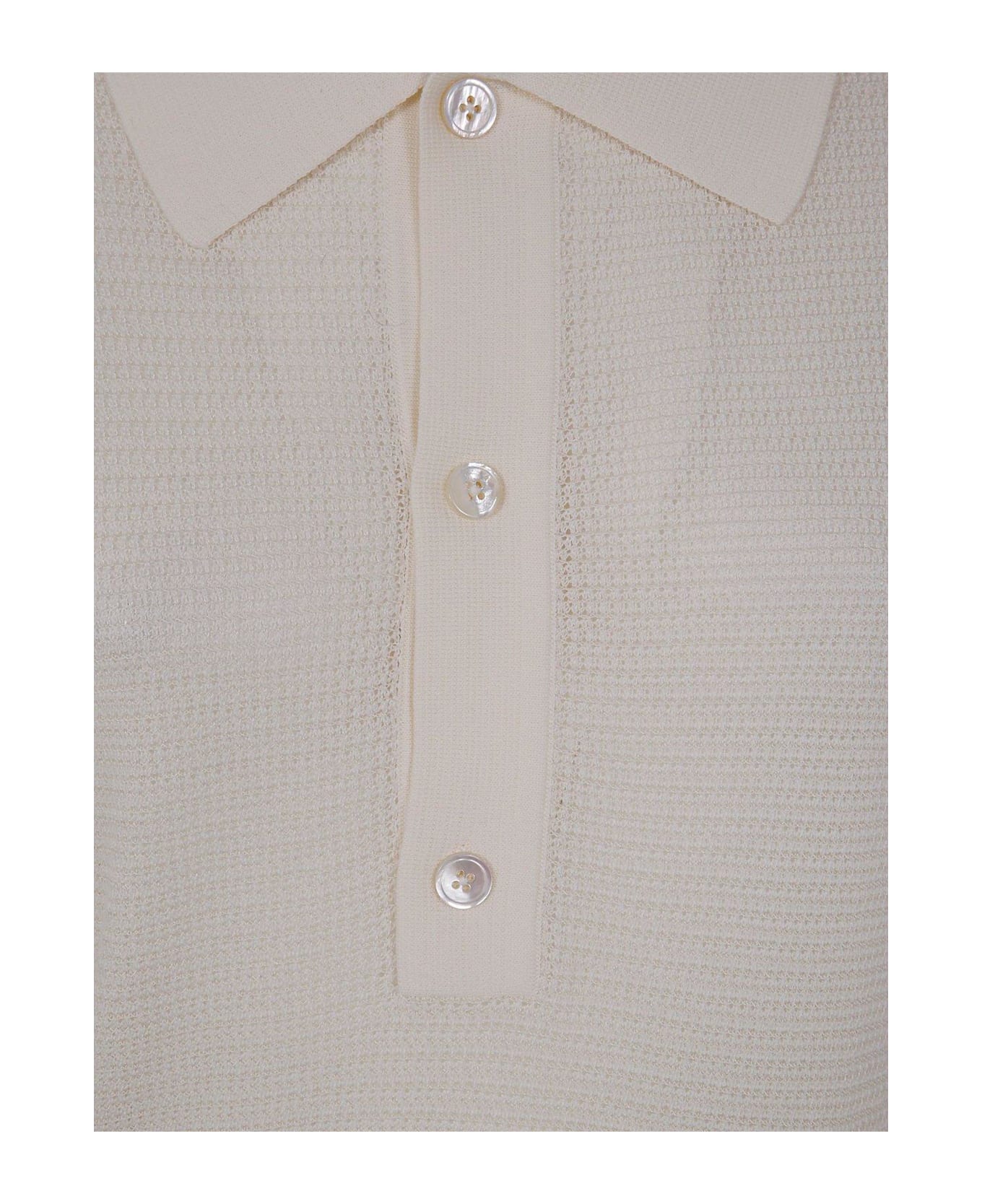 Tom Ford Short Sleeved Knitted Polo Shirt - Xawaw Chalk
