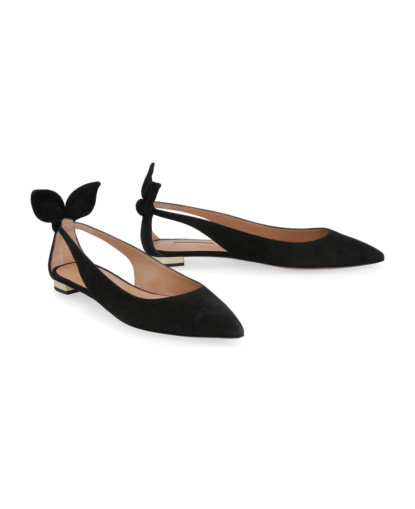 aquazzura bow tie cutout suede ballet flats