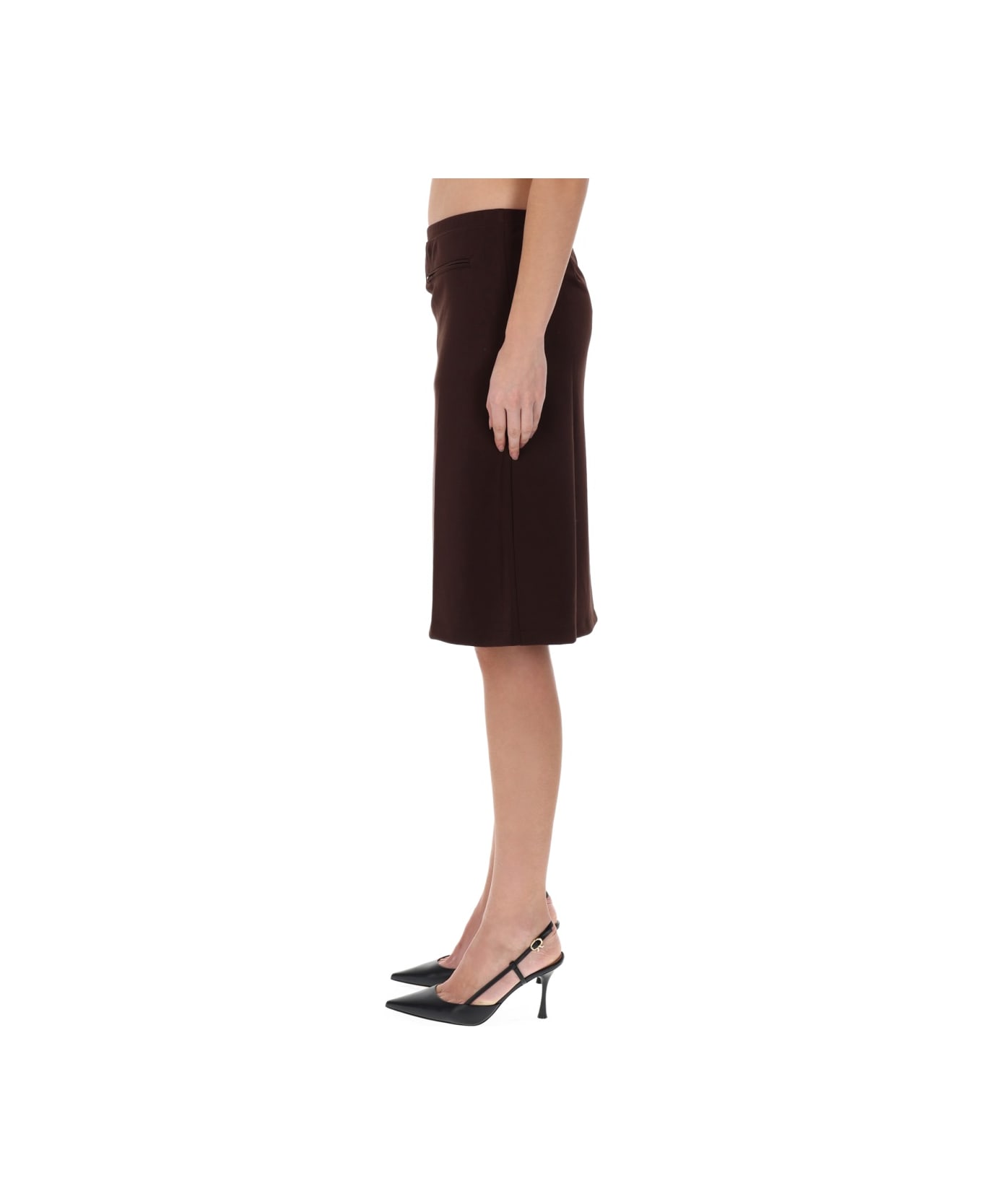 Courrèges Midi Skirt With Logo - BROWN