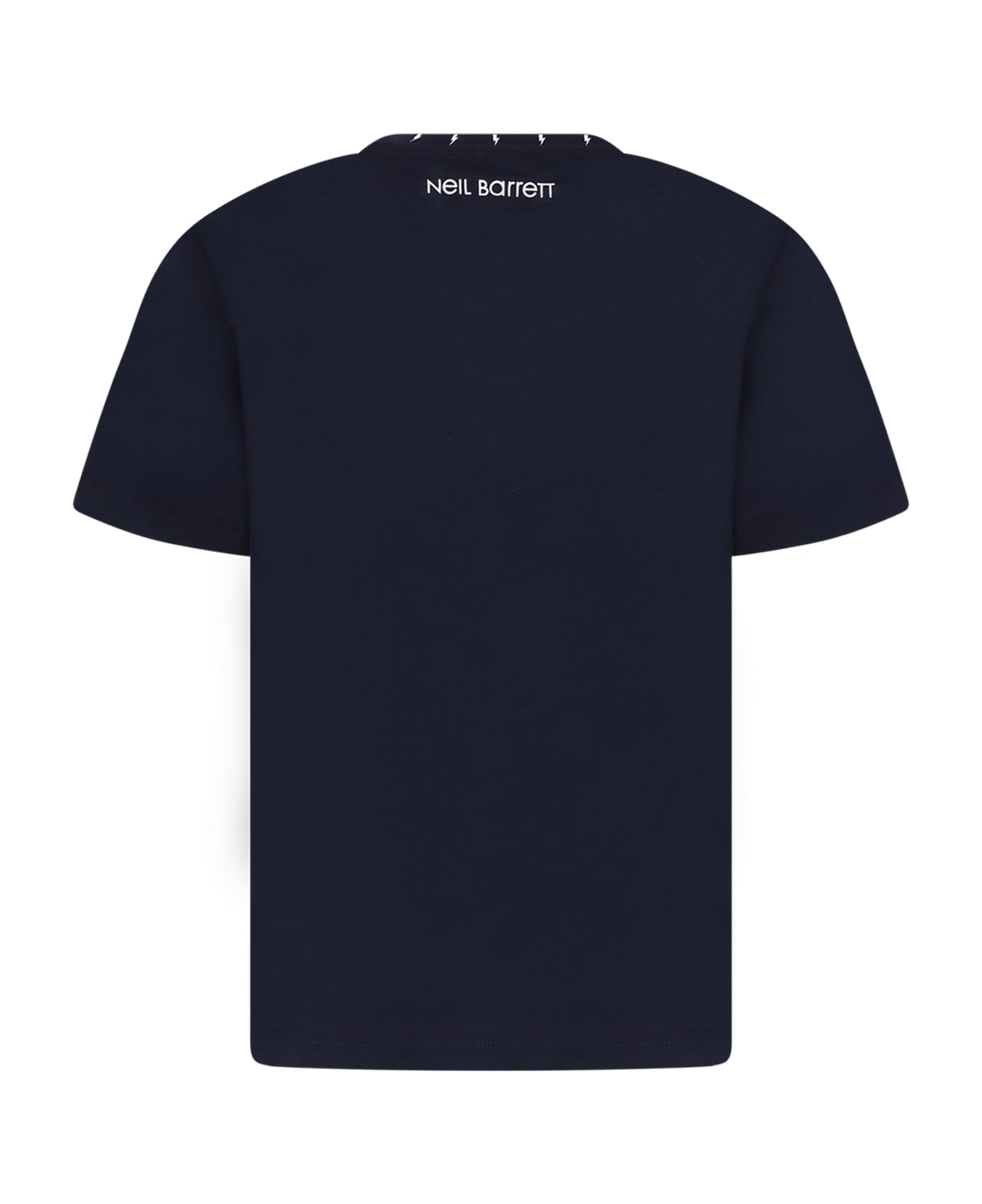 Neil Barrett Blue T-shirt Gor Boy With Iconic Lightning Bolts And Logo - Blue