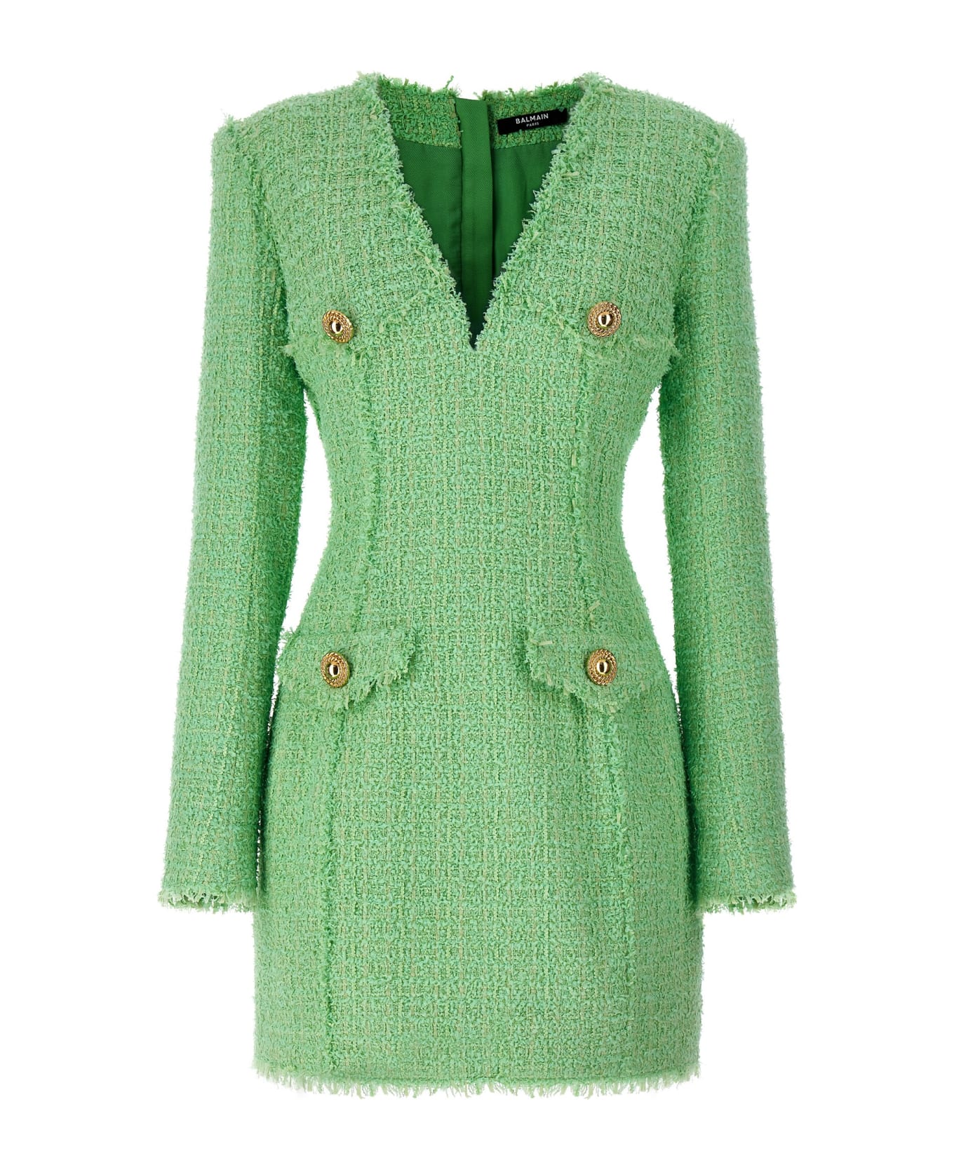 Balmain Tweed Dress - Green