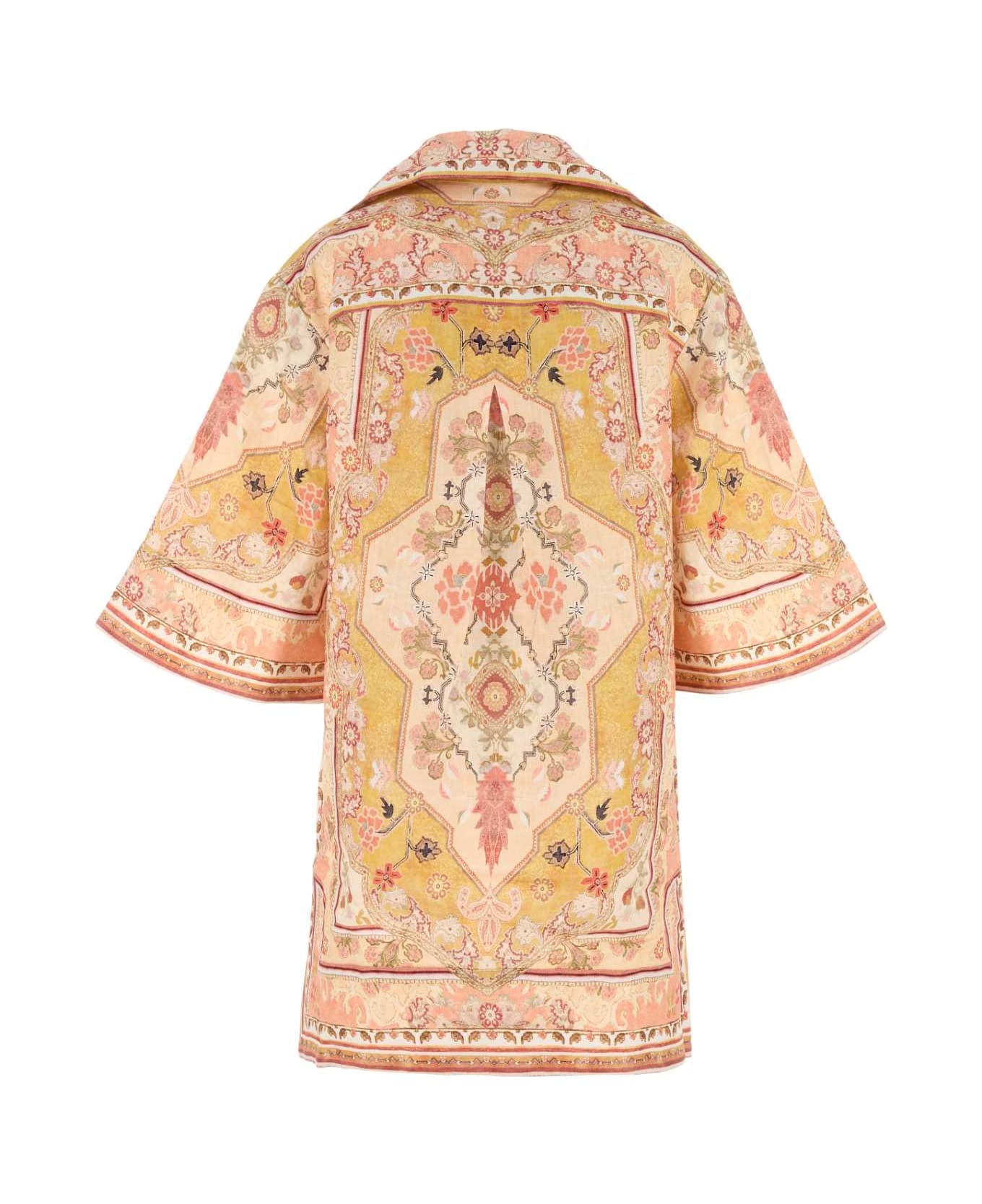 Zimmermann Printed Linen Wylie Tunic Dress - MUSTARDMULTI