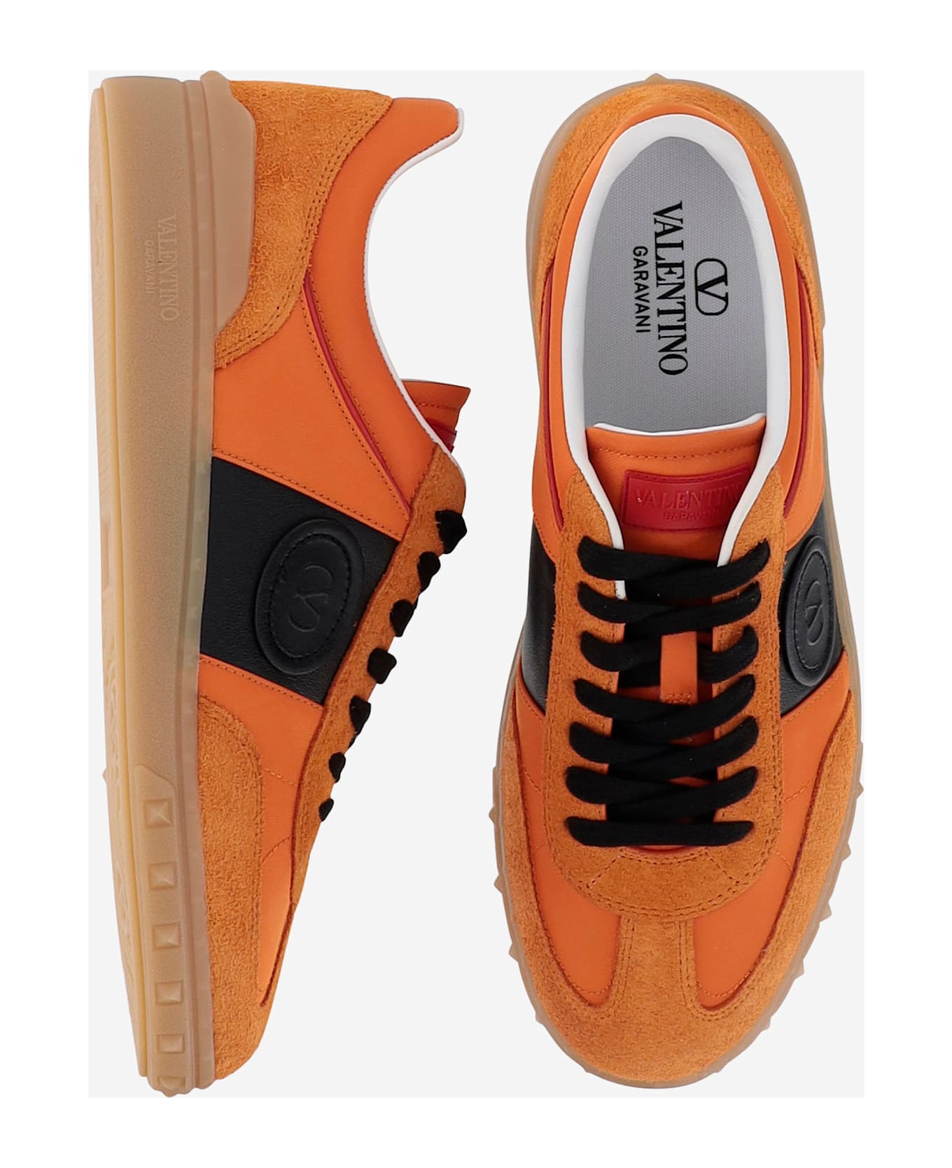 Valentino Garavani Leather Sneaker - Pumpkin/nero/coral Red