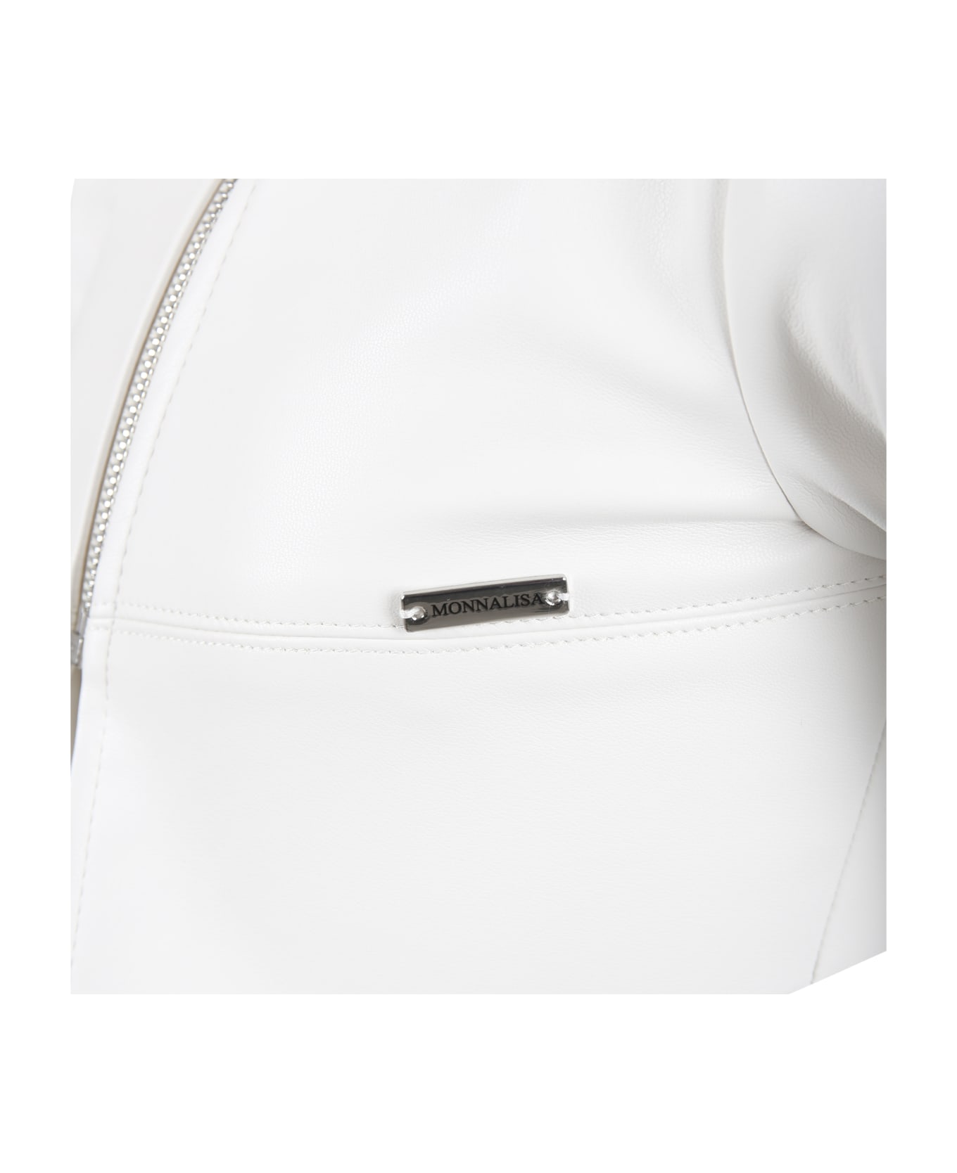 Monnalisa White cosy Leather Jacket For Girl - White