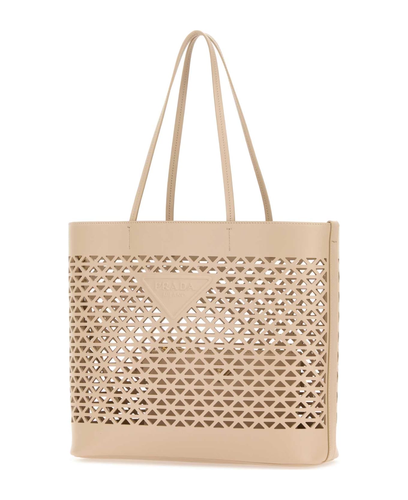 Prada Sand Leather Shopping Bag - TRAVERTINO