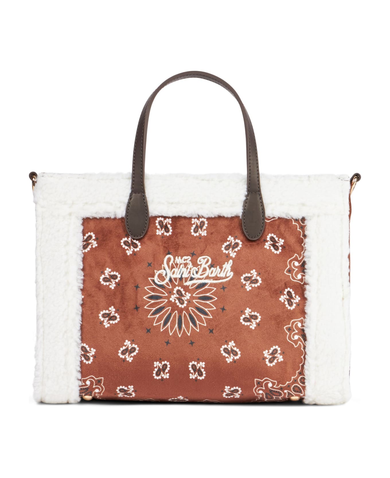 MC2 Saint Barth Vivian Handbag With Bandanna Print And Sherpa Details - BROWN