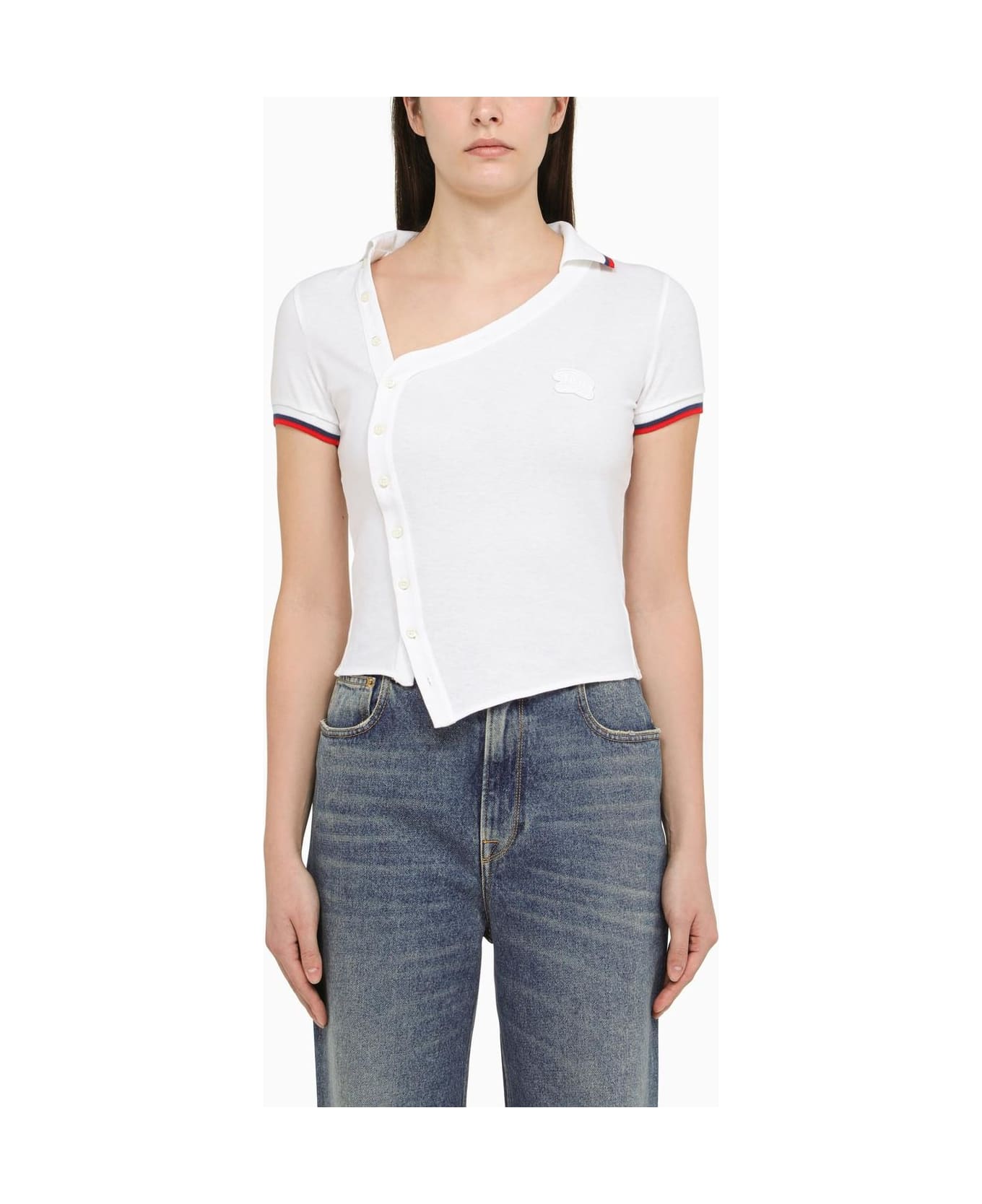Dsquared2 White Cotton Asymmetric Polo Shirt - WHITE Tシャツ