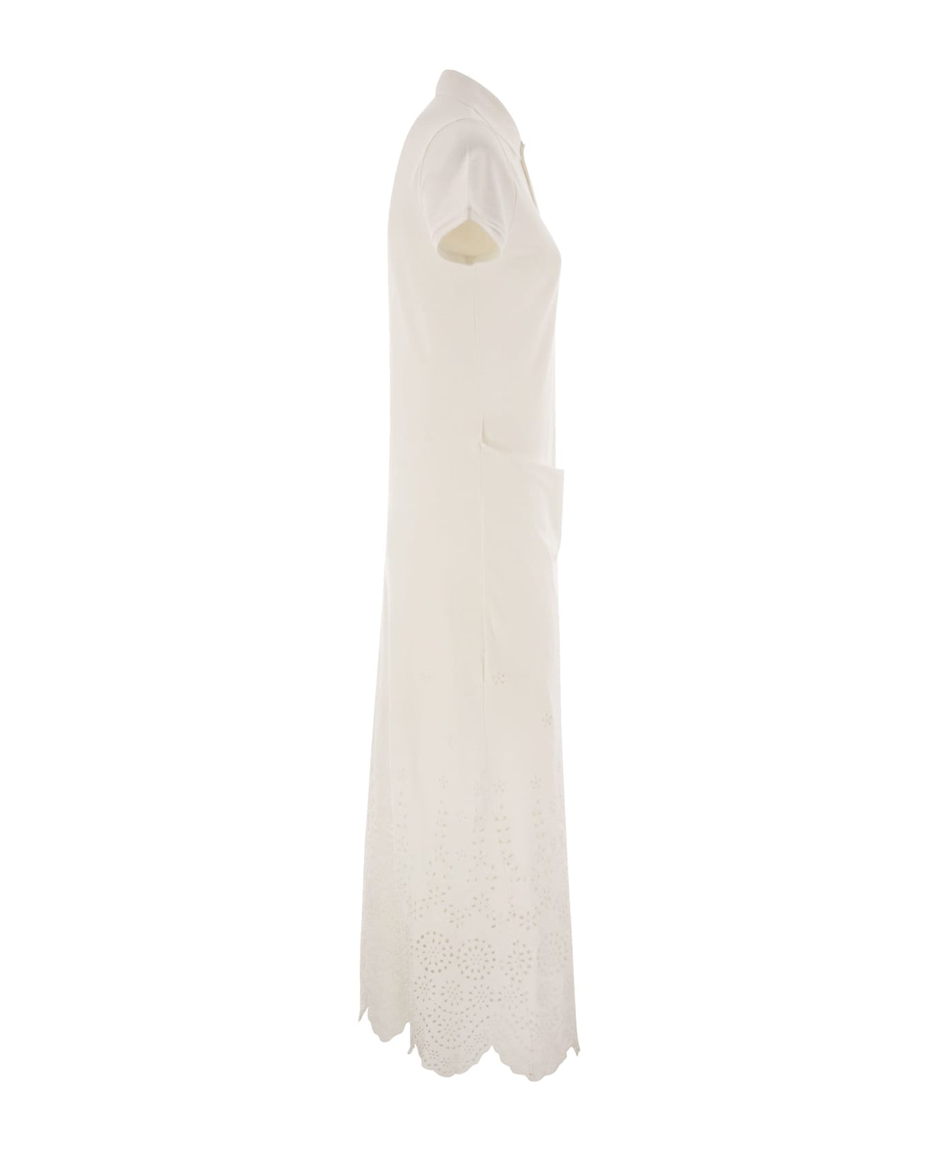 Polo Ralph Lauren Openwork Pique Polo Shirt Dress - White