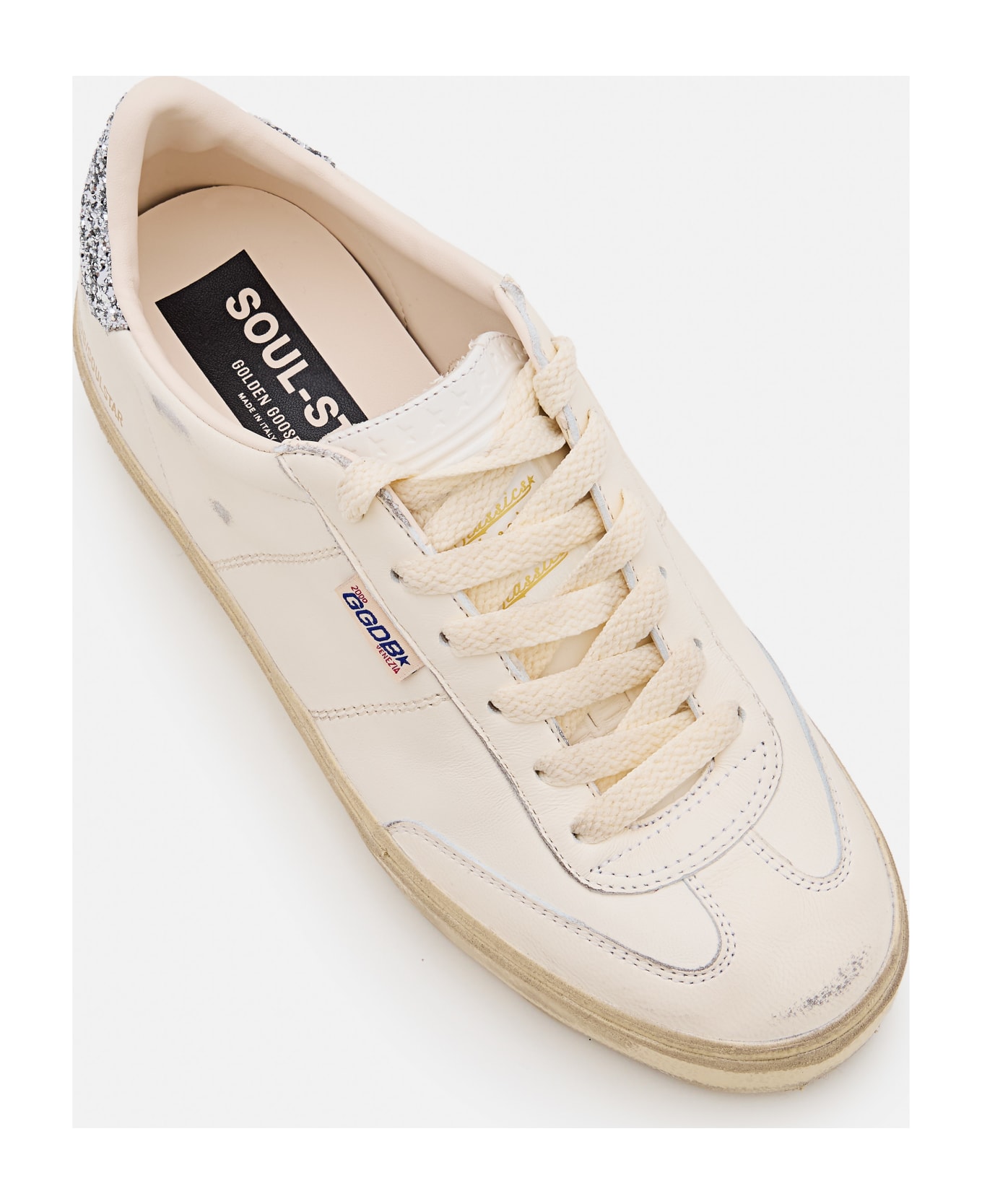 Golden Goose Soul Star Distressed Glittered Lace-up lilac - White/Silver