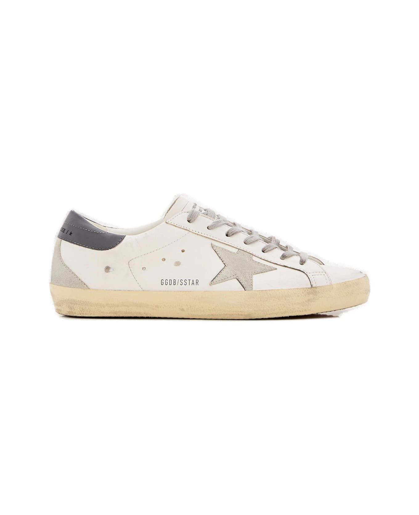 Golden Goose Super-star Distressed Low-top Sneakers - White/ice/dark Gray