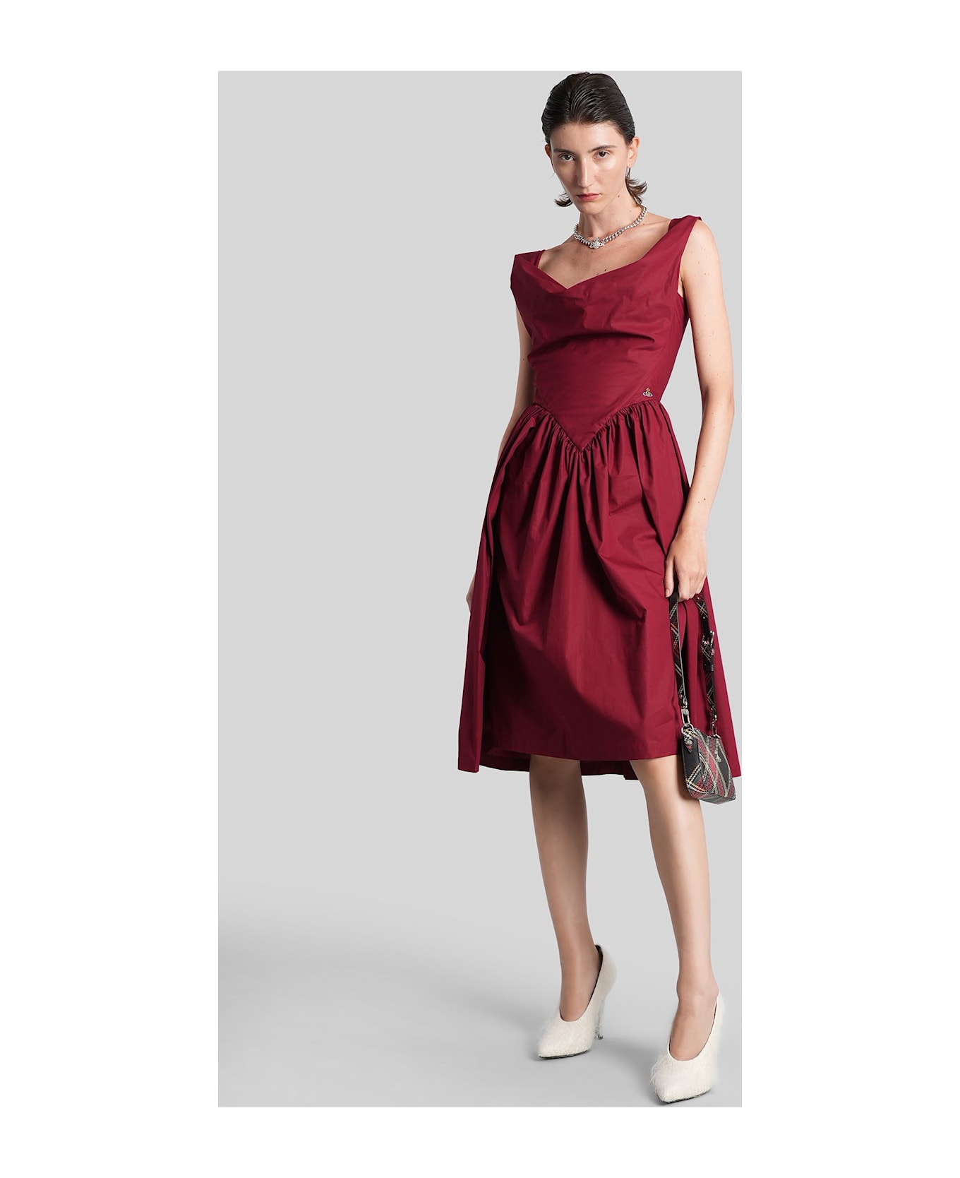 Vivienne Westwood Sunday Long Dress In Bordeaux Cotton - bordeaux