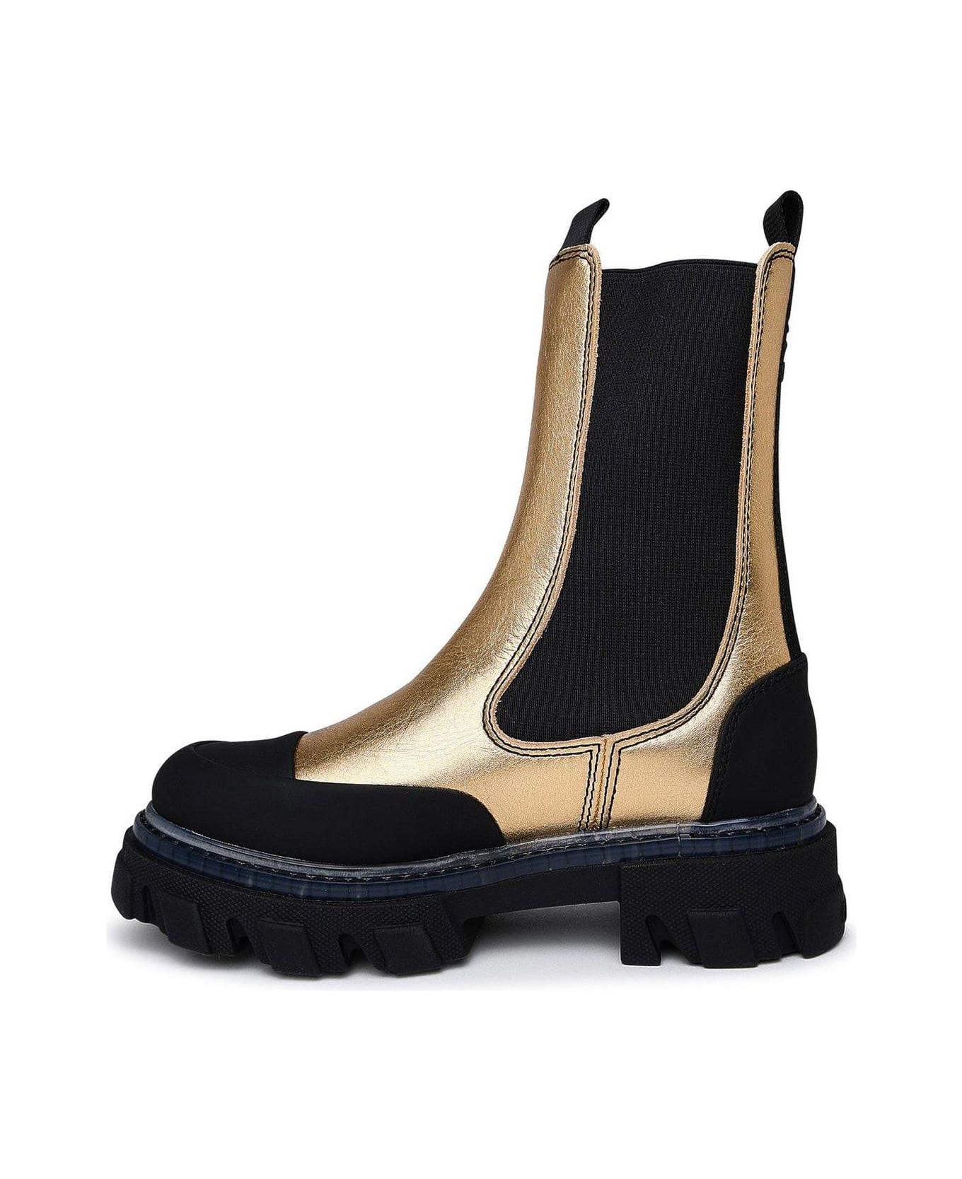 Ganni Metallic Effect Round Toe Chunky Chelsea Boots - Giallo