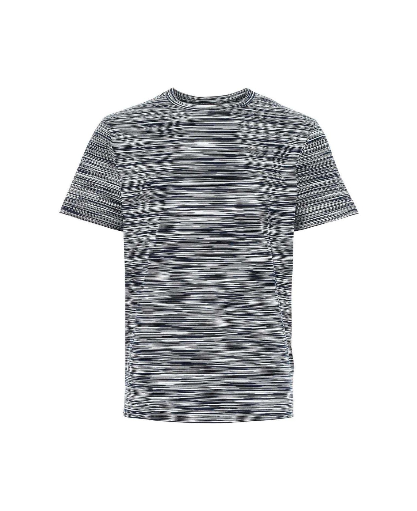 Missoni Striped Knitted Crewneck T-shirt - NAVY