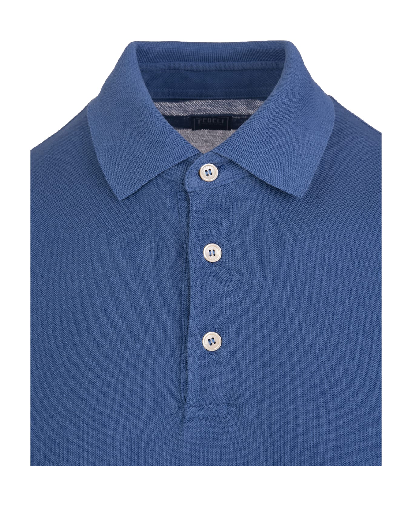 Fedeli Blue Cotton Piqué Polo Shirt - Blue