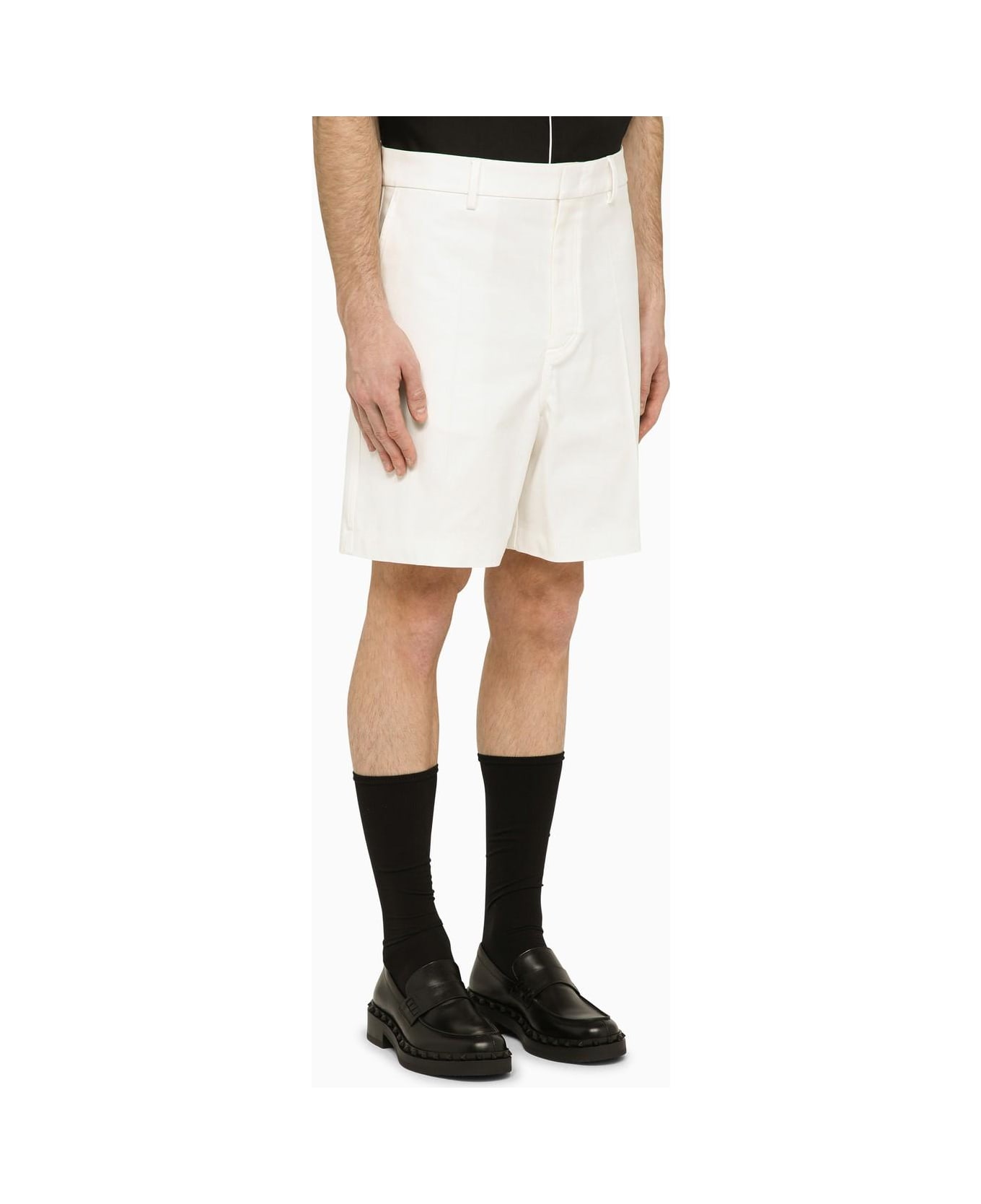 Valentino Ivory Cotton Bermuda Shorts - Ivory