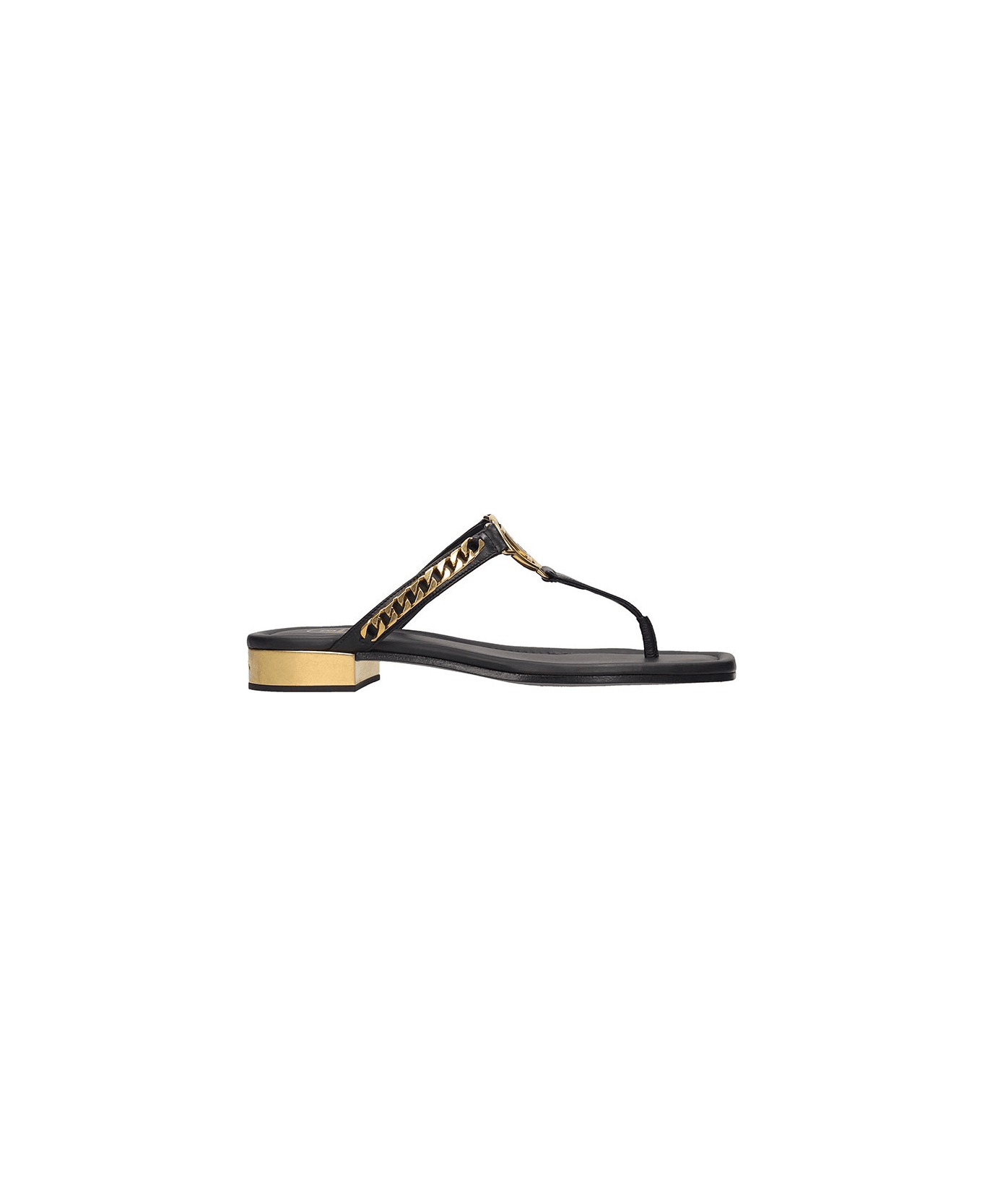 Balmain Flats In Black Leather - black