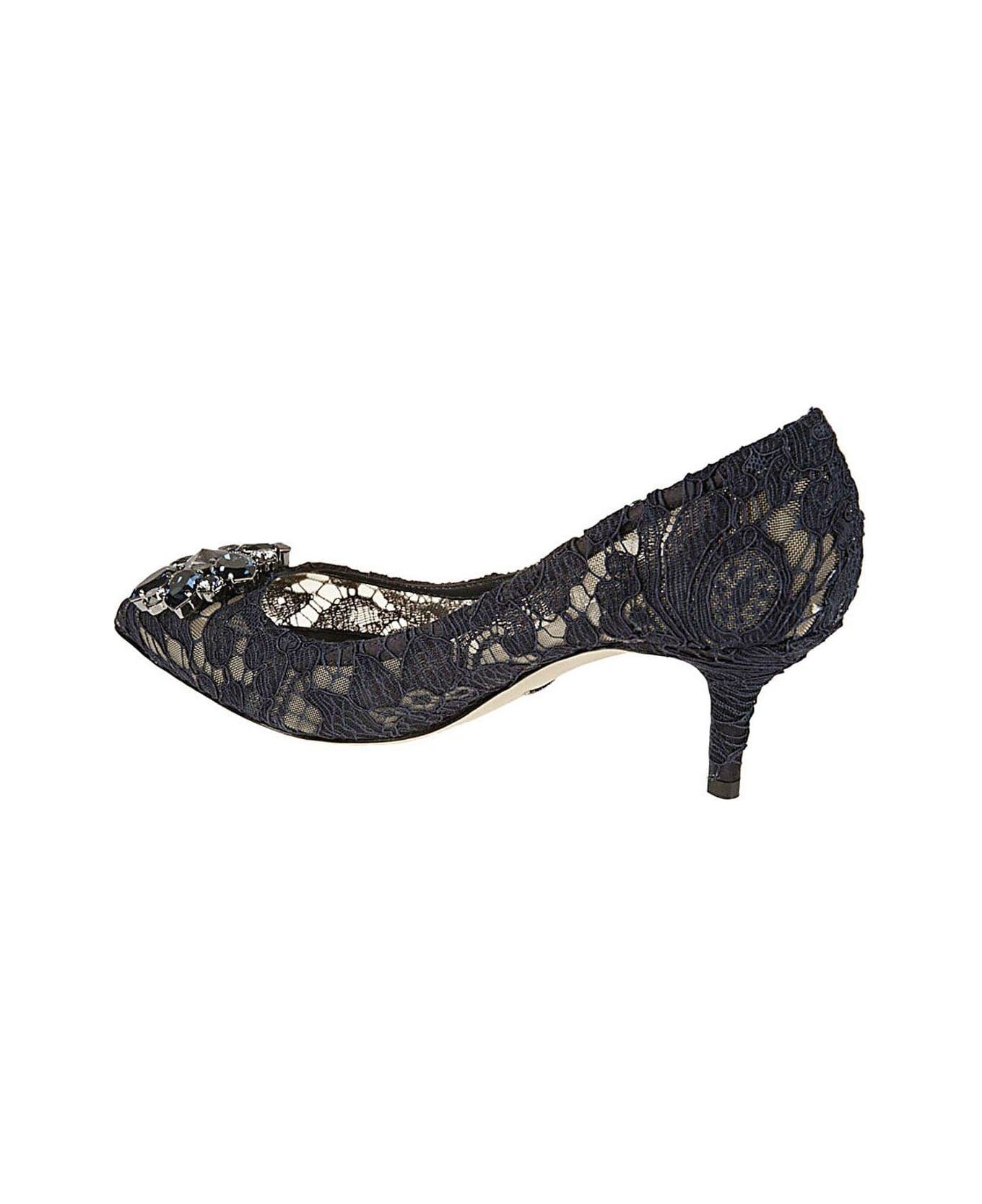 Dolce & Gabbana Taormina Lace Embellished Pumps - Dark blue