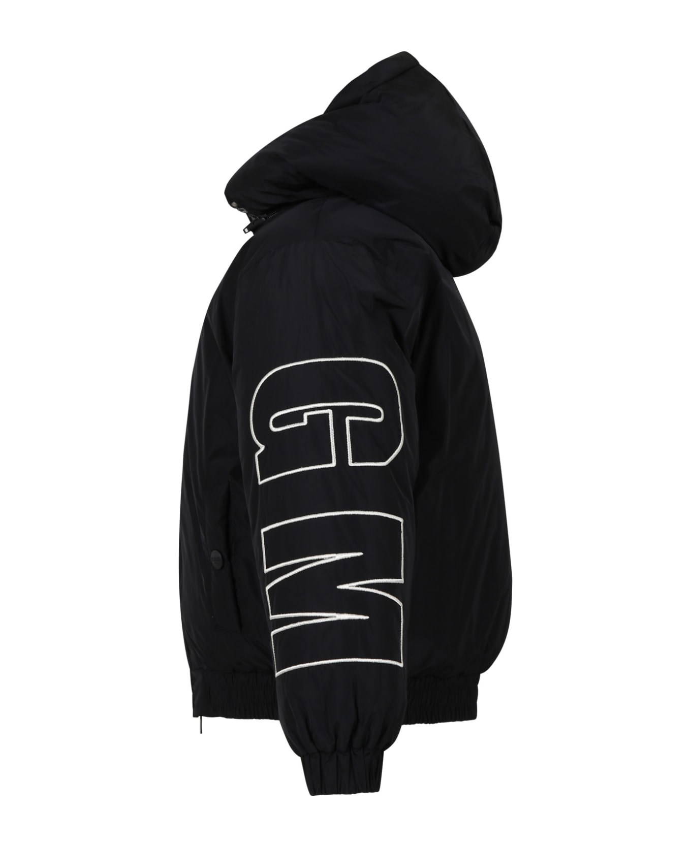 MSGM Black Down Jacket For Boy With Logo | italist