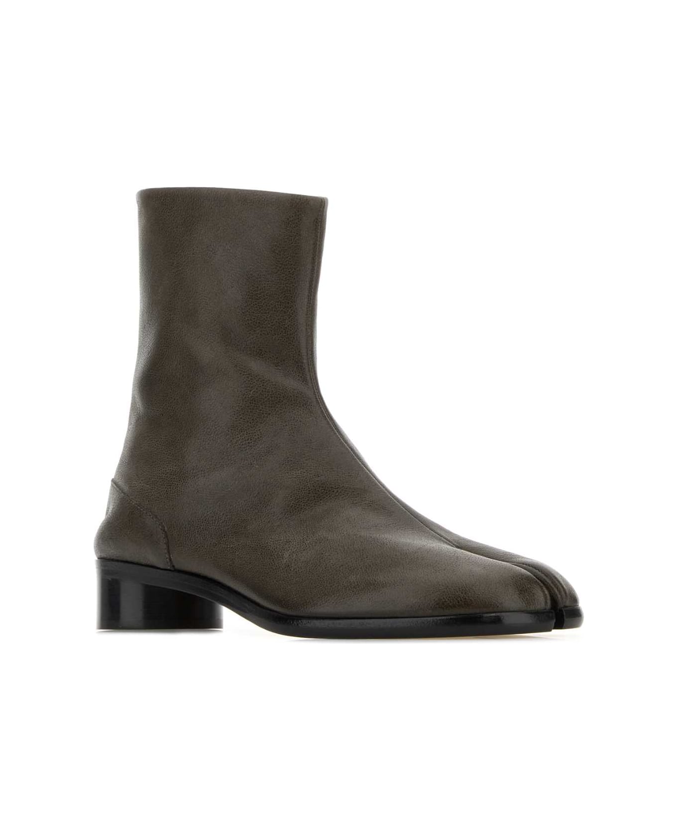 Maison Margiela Olive Green Leather Tabi Ankle Boots - COLDBROWN ブーツ