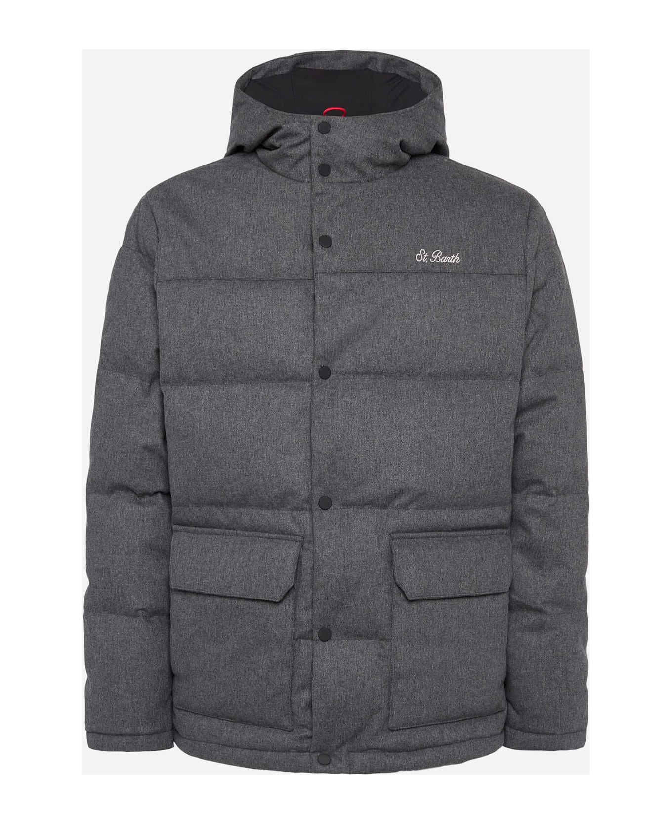 MC2 Saint Barth Grey Wooly Hooded Down Jacket Baxter - GREY