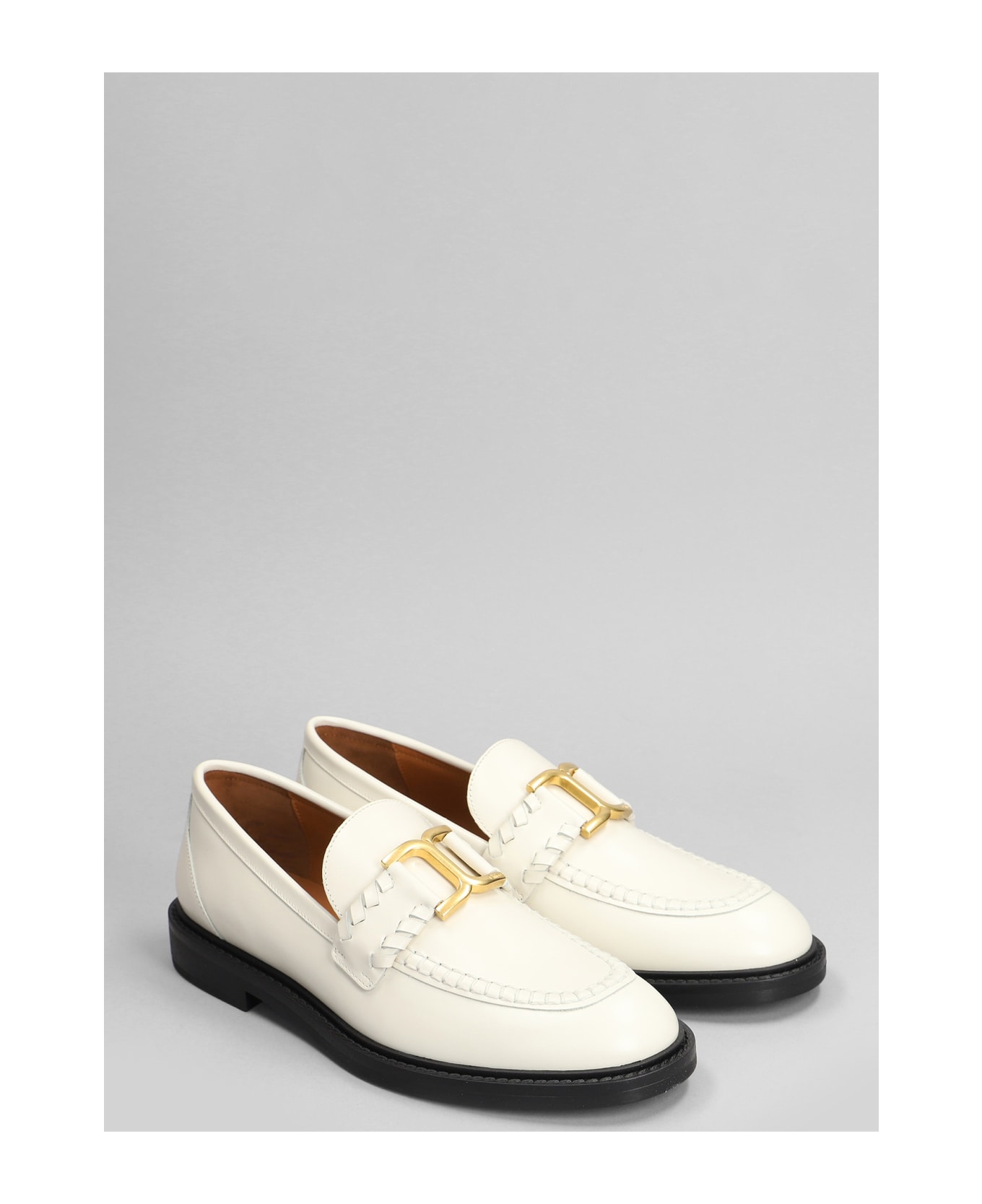 Chloé Mercie Loafers In White Leather - white