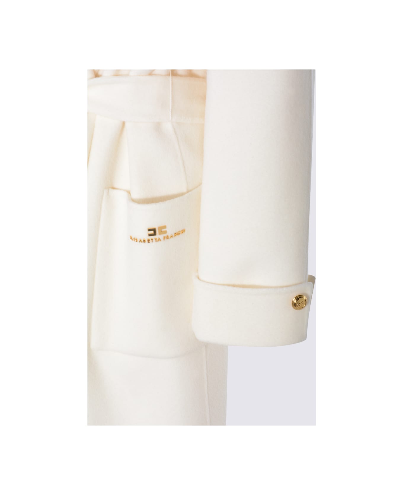 Elisabetta Franchi White Wool Coat - MILK