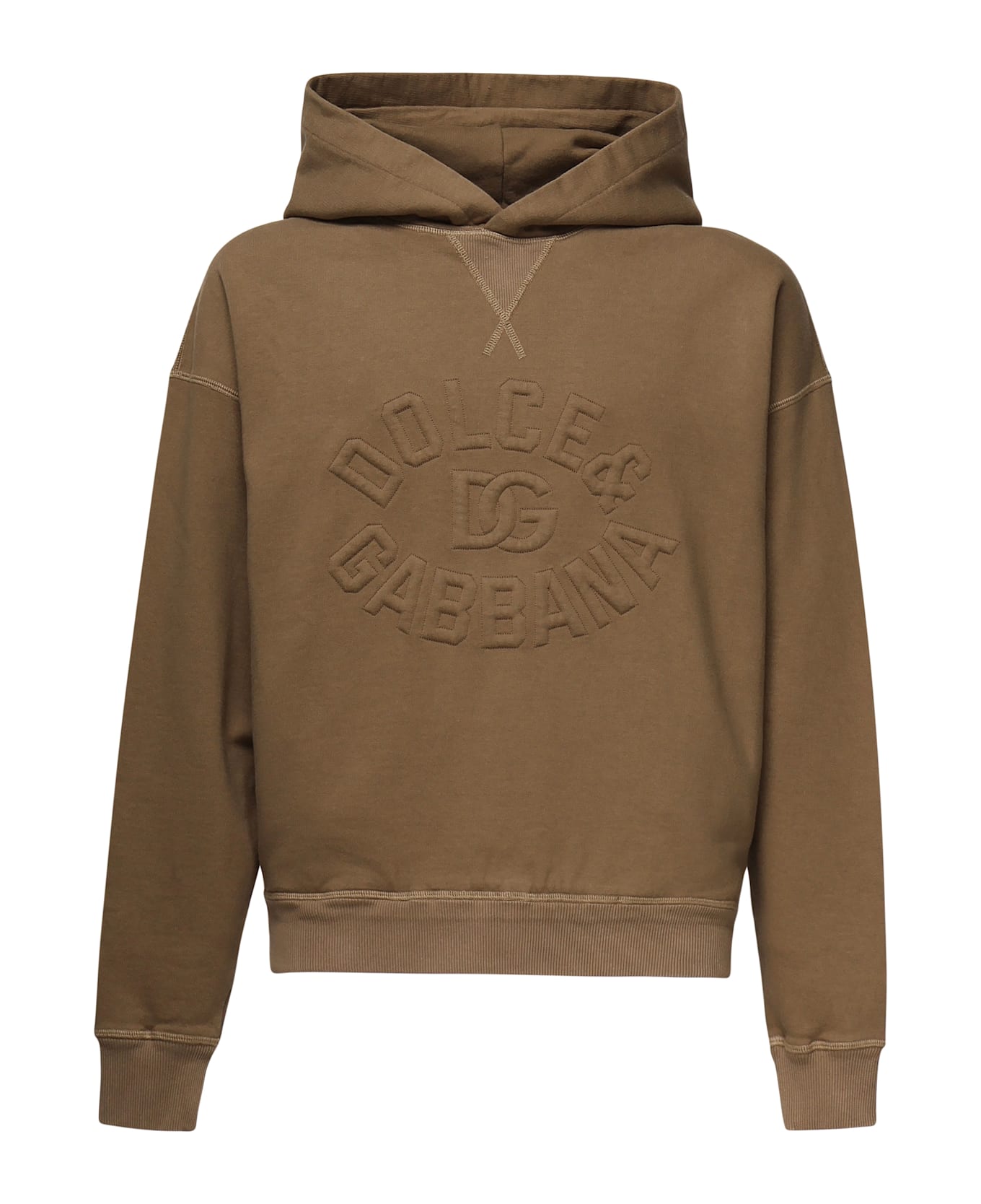 Dolce 
Gabbana Hoodie With Logo Embroidery - Brown