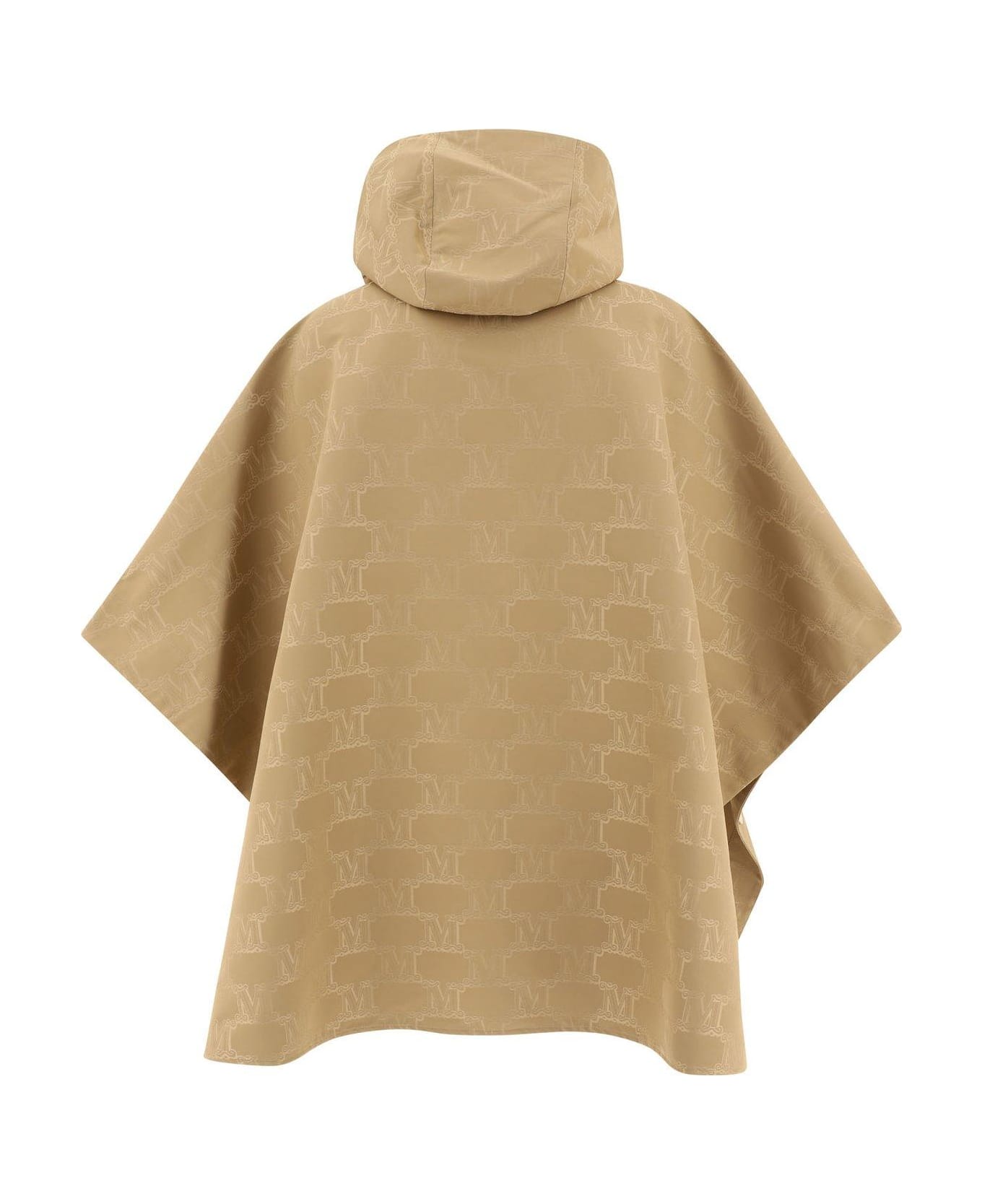 Max Mara Logo Jacquard High Neck Cape - Beige