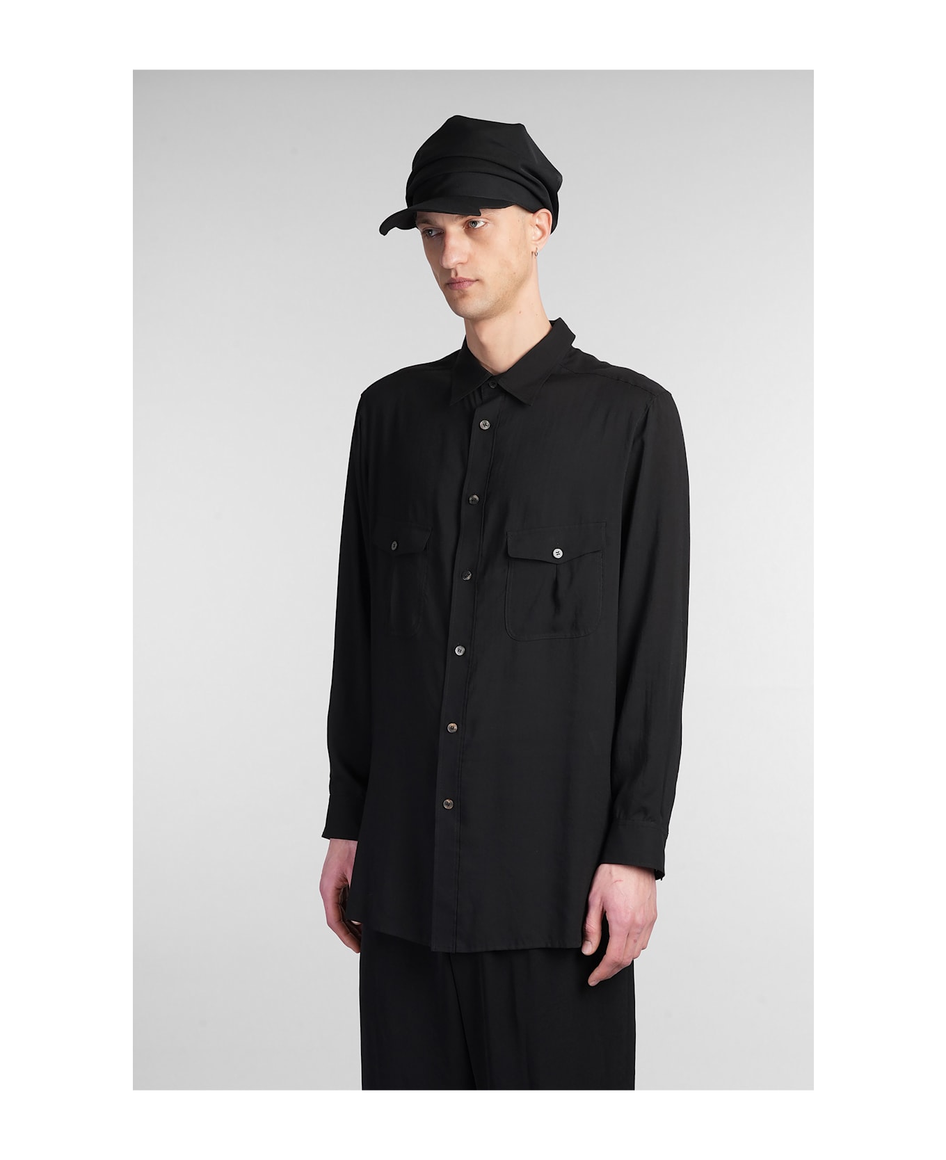 Yohji Yamamoto Shirt In Black Cellulose - black