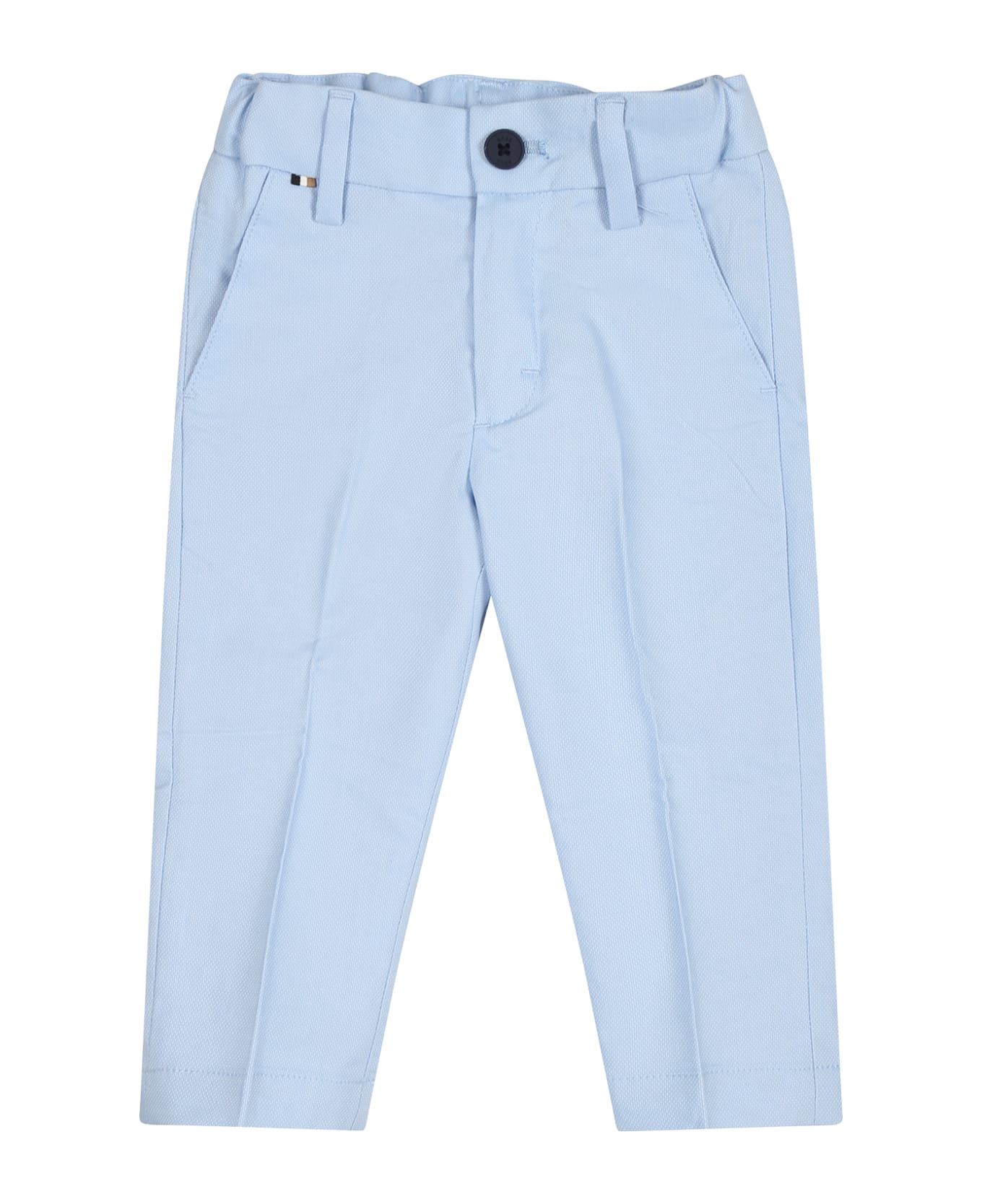 Hugo Boss Elegant Sky Blue Trousers For Baby Boy - Light Blue ボトムス