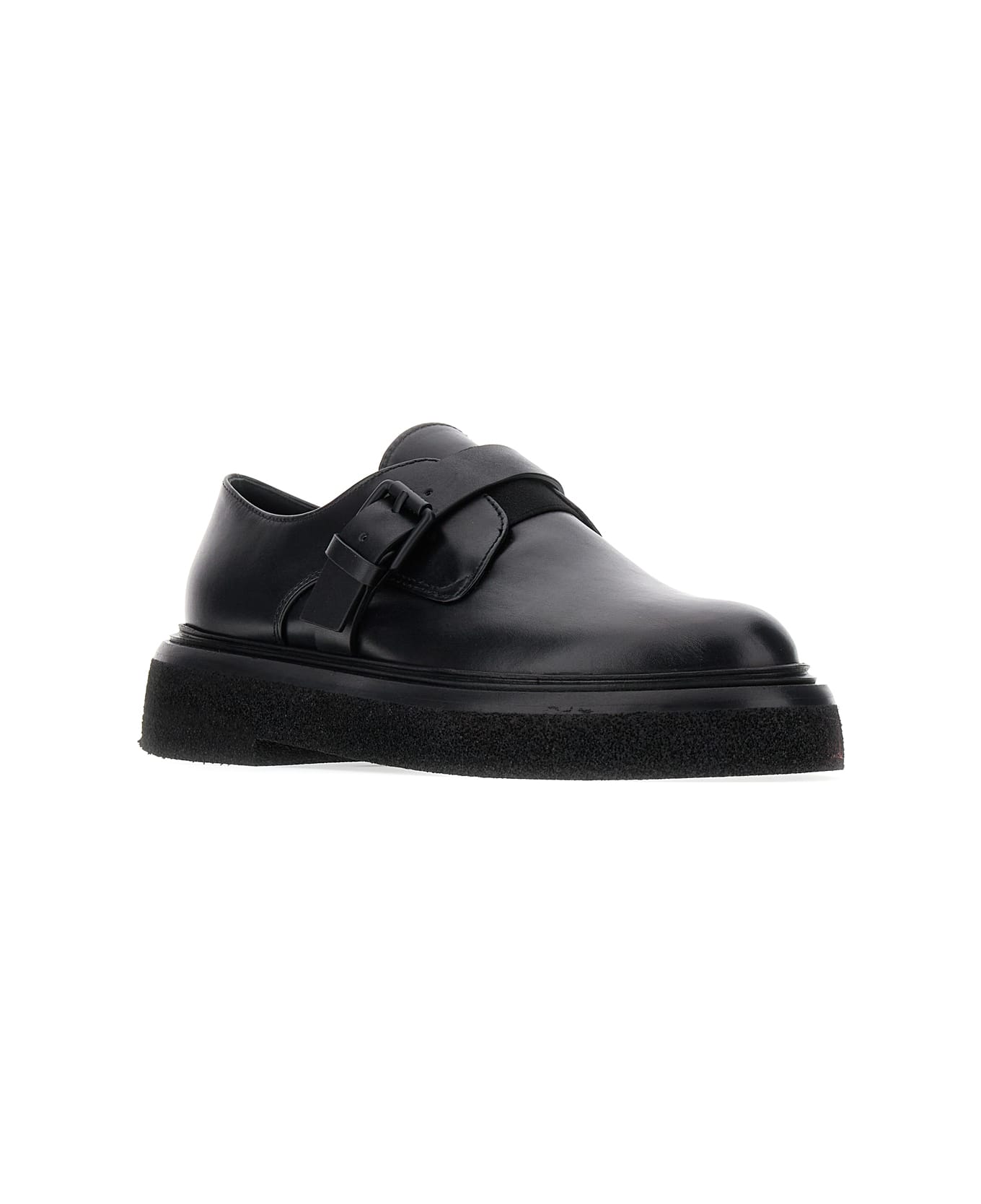 Max Mara Black Leather Monk Strap Buckle Shoes - 004