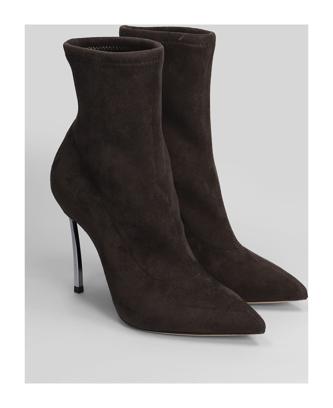 Casadei Blade Stretch High Heels Ankle Boots In Brown Suede - brown