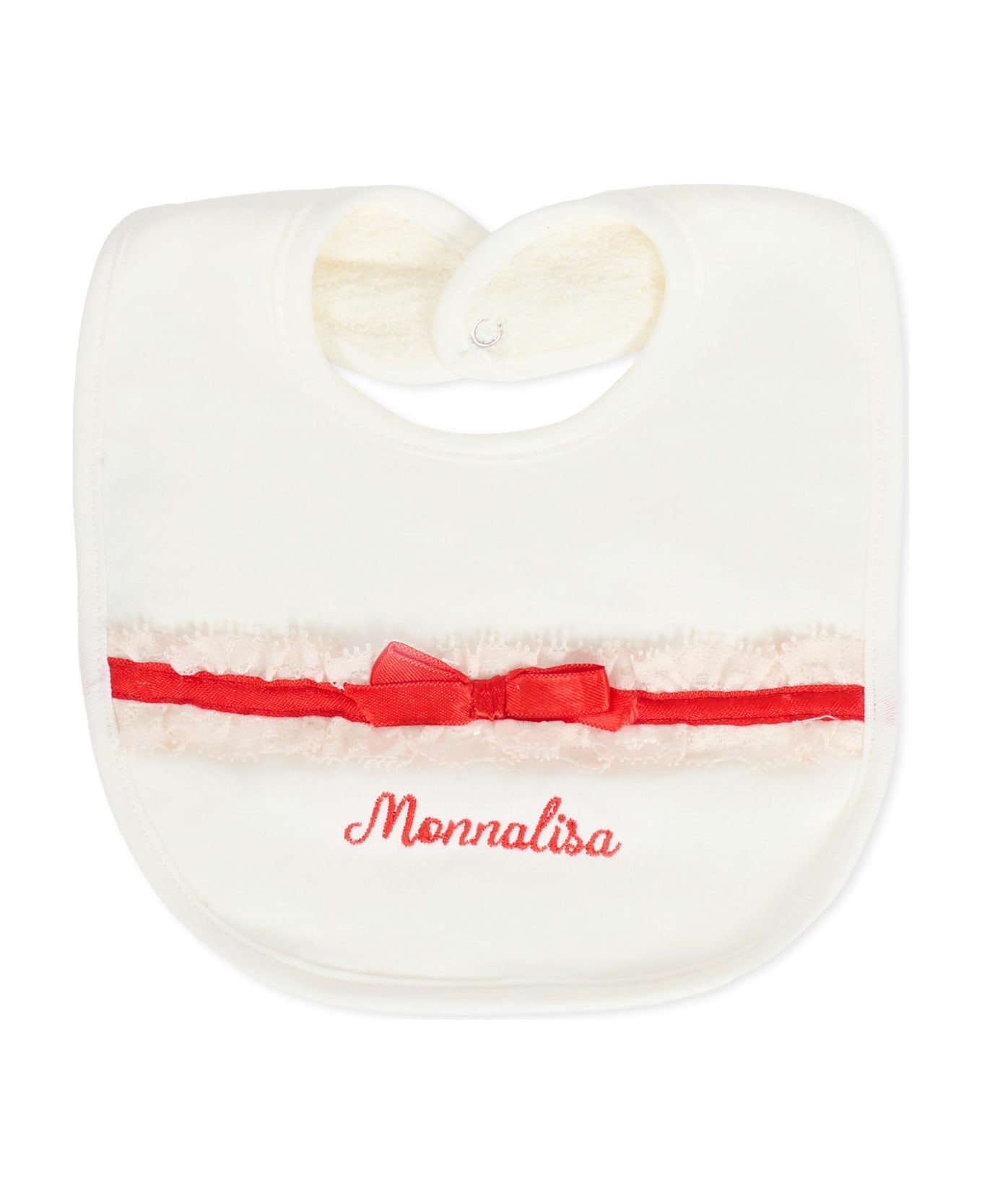 Monnalisa Ivory Babygrow Set For Baby Girl With Roses - Ivory