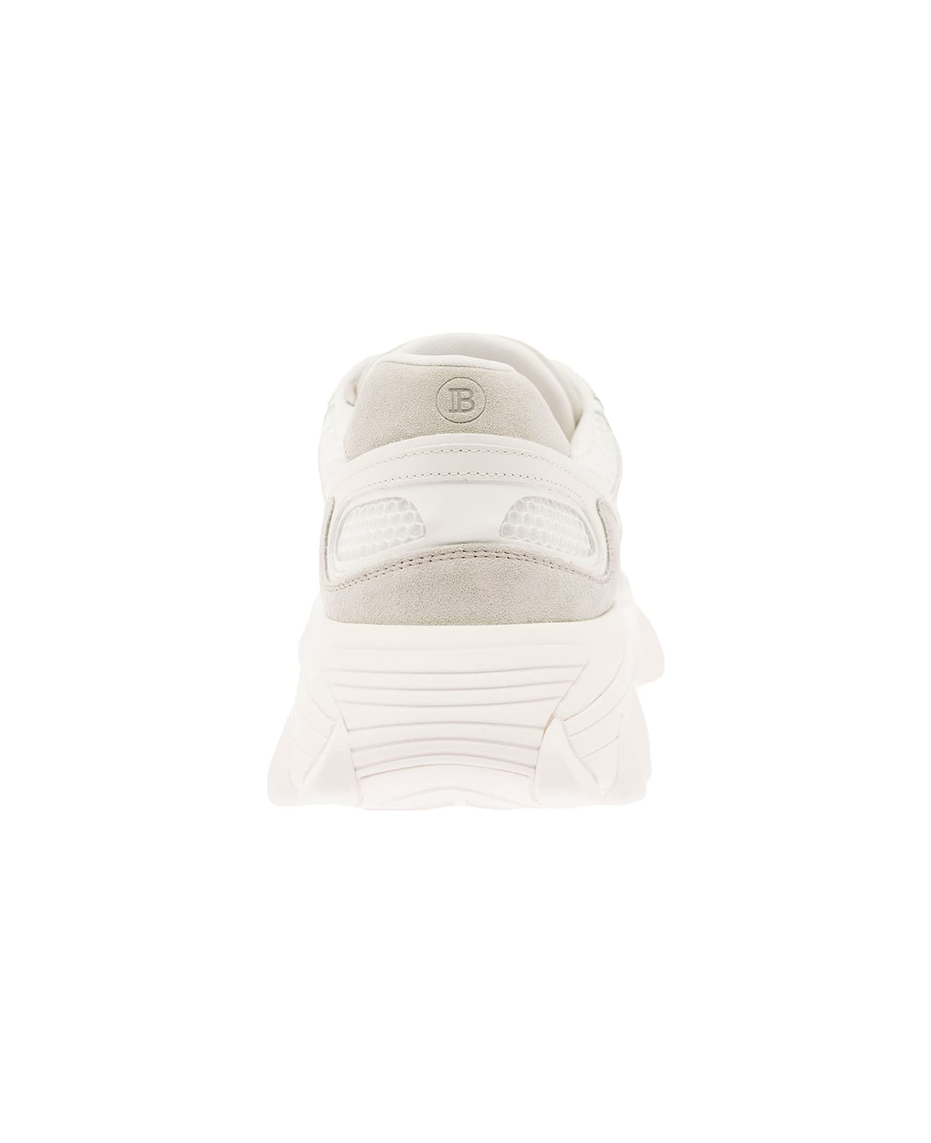 Balmain 'b-east' White Trainers With Mesh And Suede Inserts In Leather Man - White スニーカー
