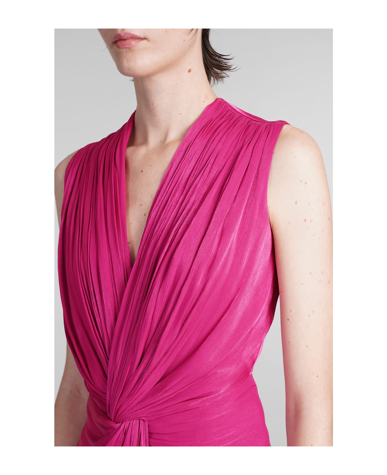 Costarellos Franca Long Dress In Fuxia Polyester - fuxia