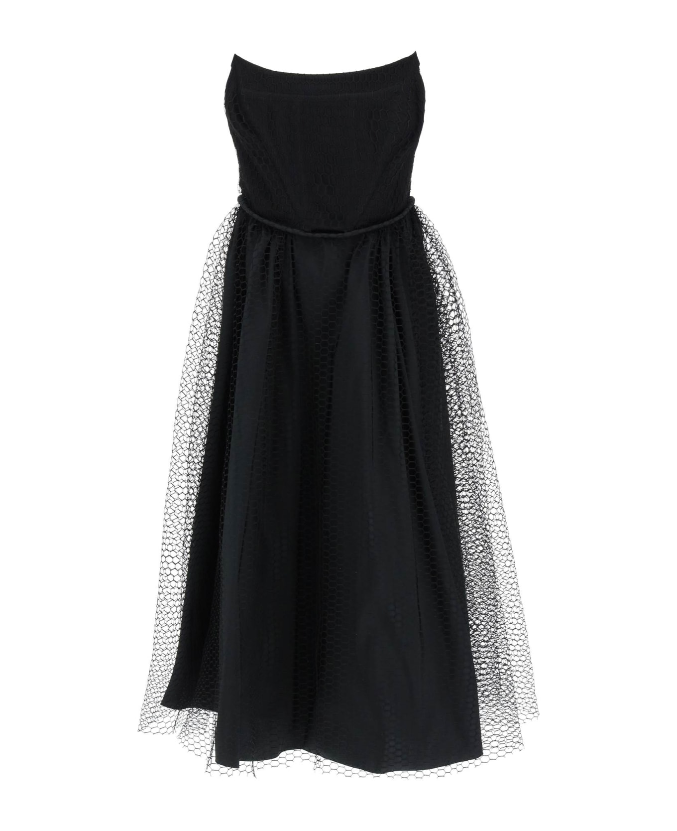 19:13 Dresscode Midi Mesh Bustier Dress - BLACK (Black)