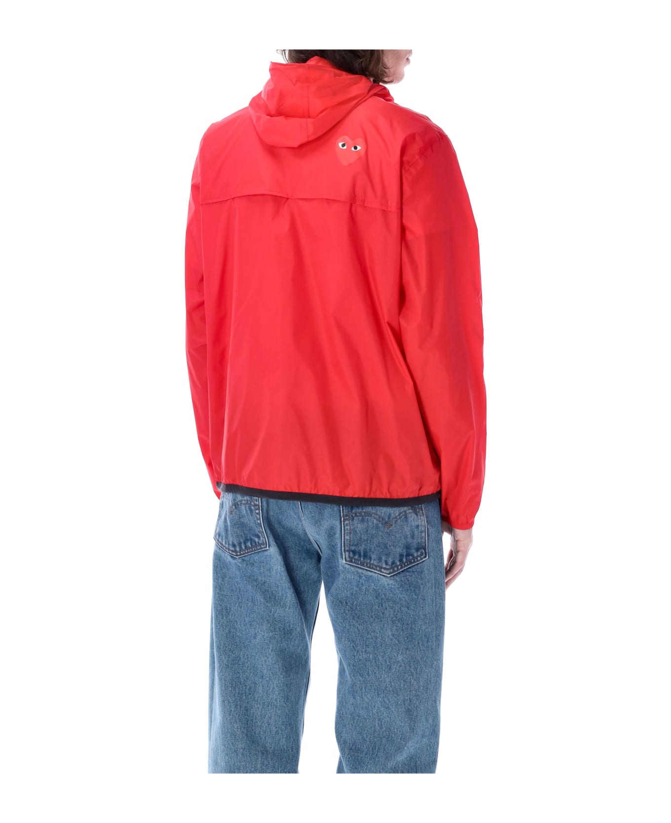 Comme des Garçons Play Waterproof Zip Jacket With Hood - RED