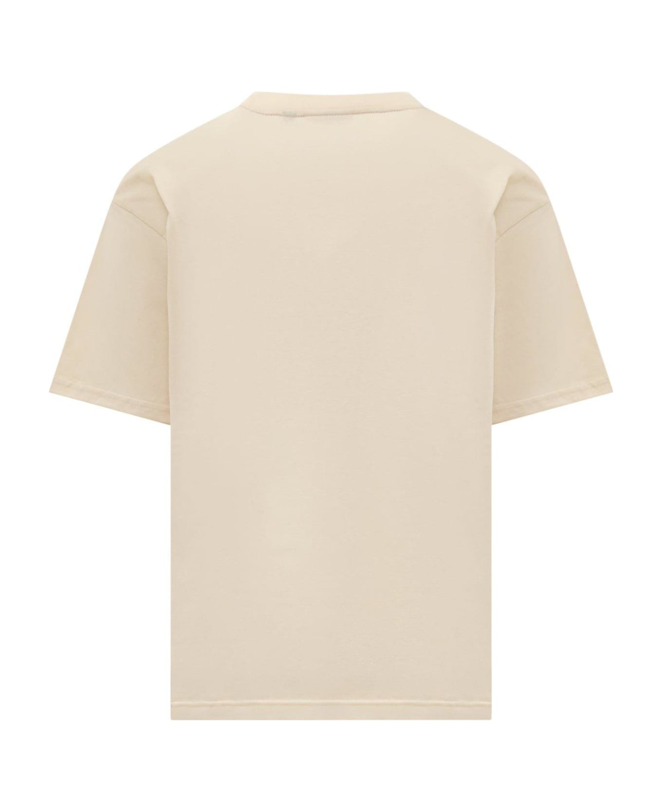 GCDS Logo Embroidered Crewneck T-shirt - Off White シャツ