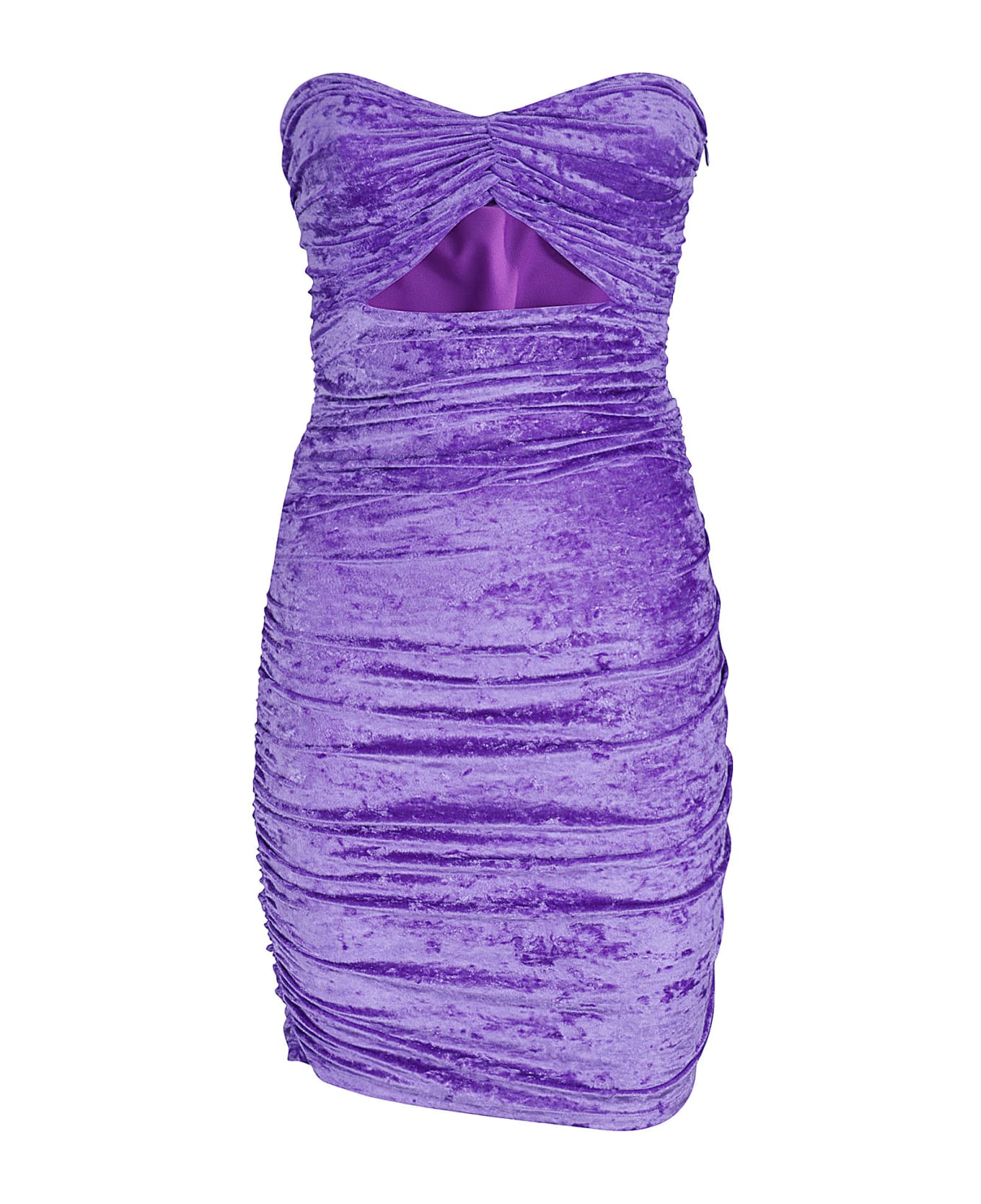 Amen Dress In Crush Velvet - Purple