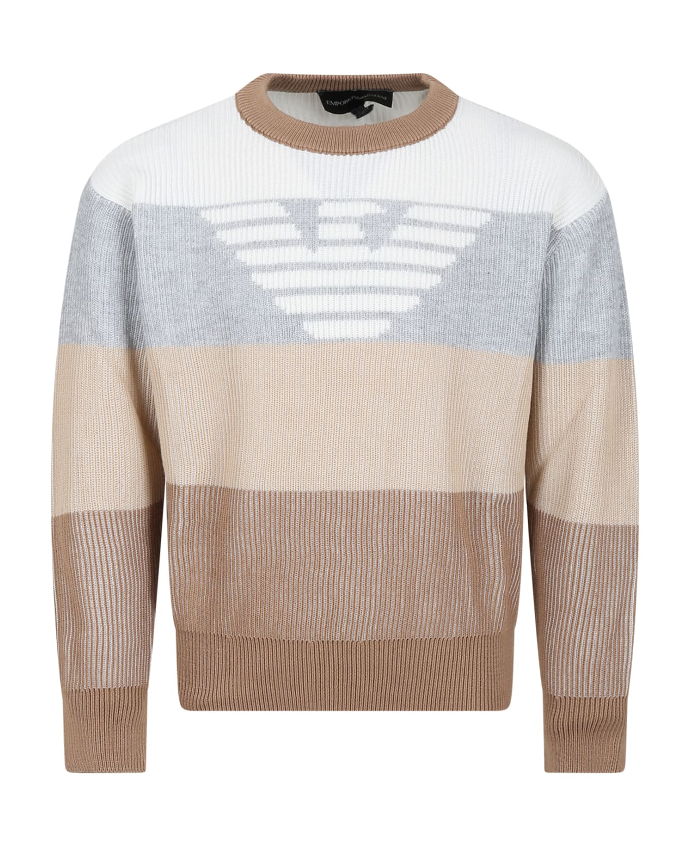 Emporio Armani Multicolor Sweater For Boy With Eaglet - Vanise' Beige ニットウェア＆スウェットシャツ