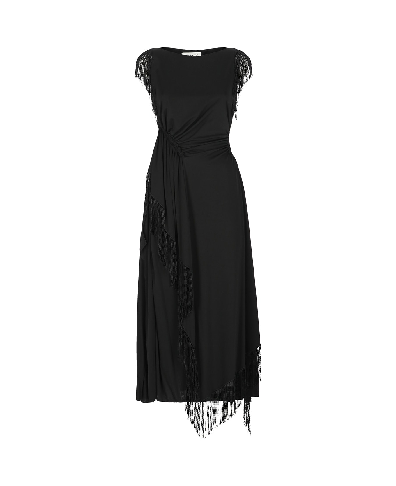 Lanvin Long Dress With Fringes - Black