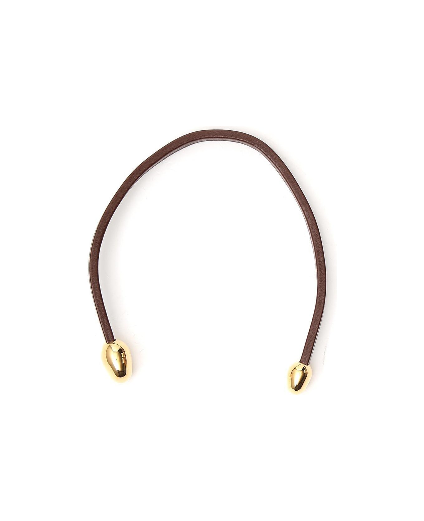 Bottega Veneta Leather Open Necklace - BROWN