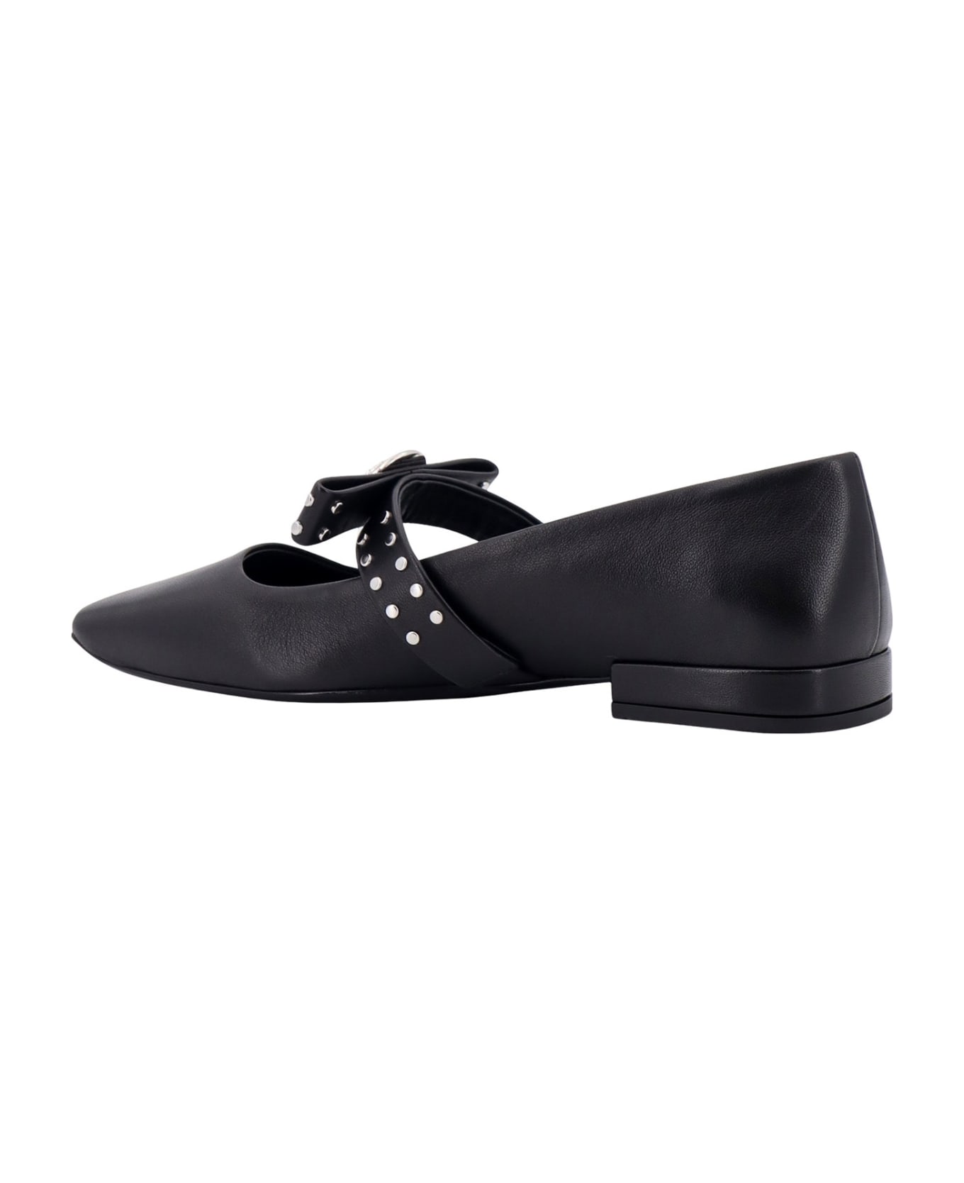 Versace Leather Ballerinas With Frontal Studs - Black